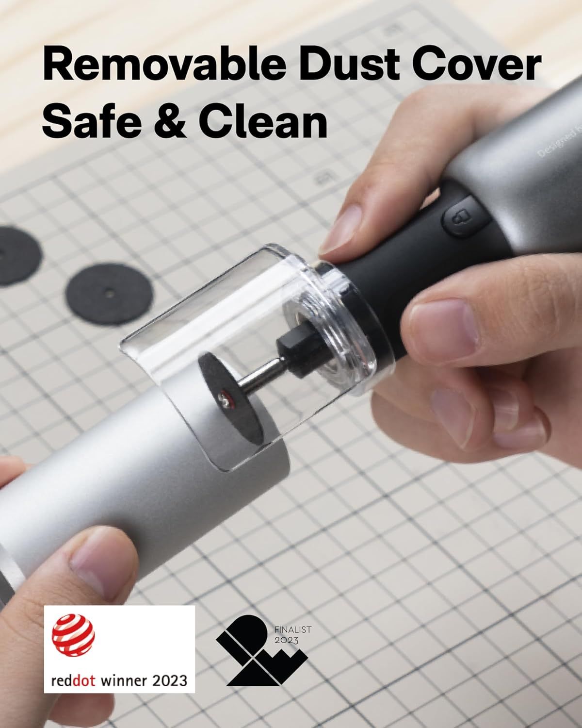 Highlights the removable dust cover feature to reassure shoppers that the product is easy to clean and maintain for hygienic use.