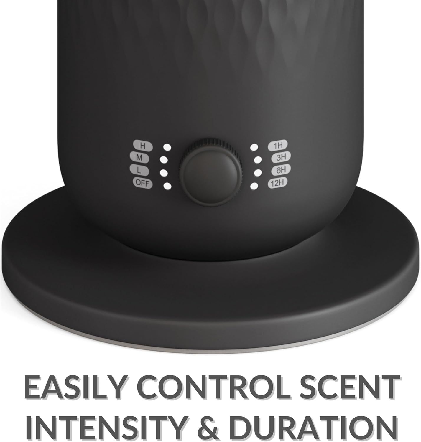 Demonstrates the easy-to-use control dial that allows shoppers to adjust scent intensity and duration, providing convenience and customization.