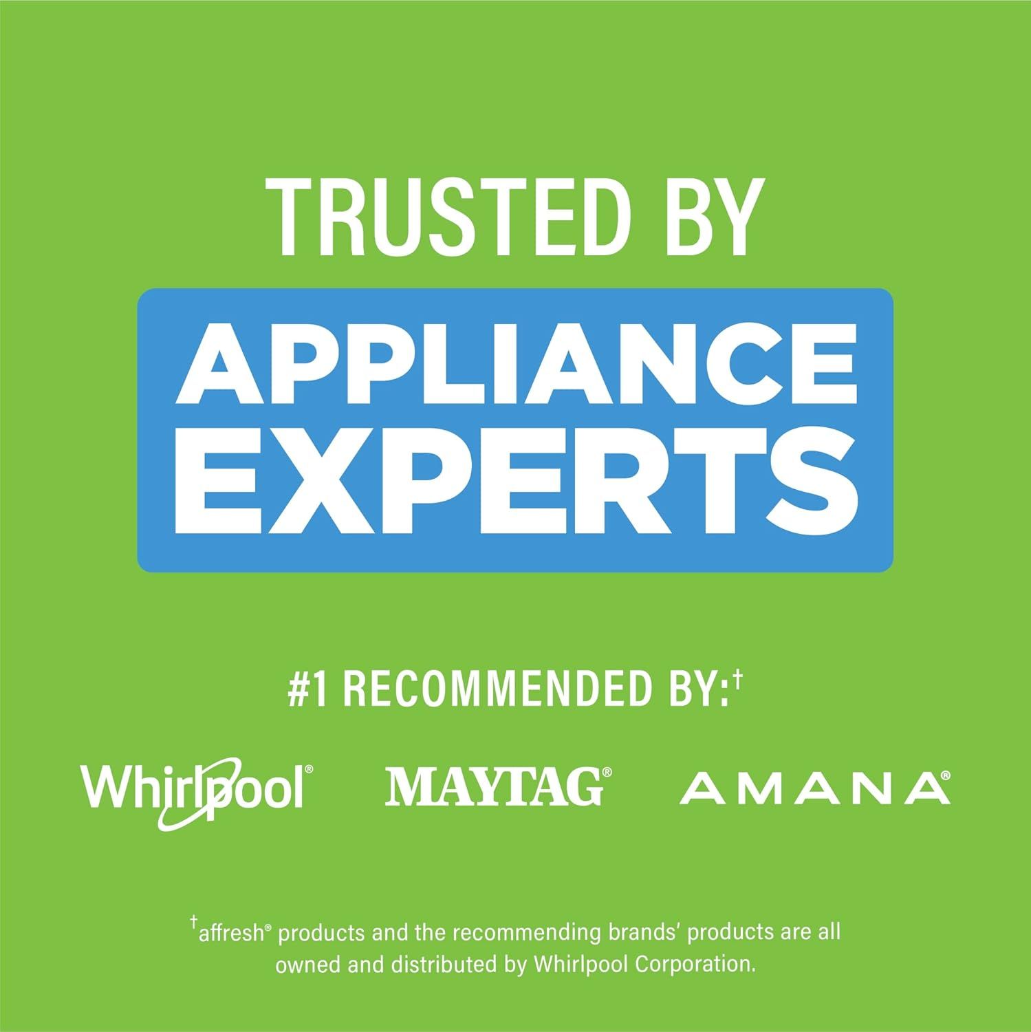 Builds credibility and trust by showing that the product is recommended by Appliance Experts and endorsed by major brands like Whirlpool, Maytag, and Amana.