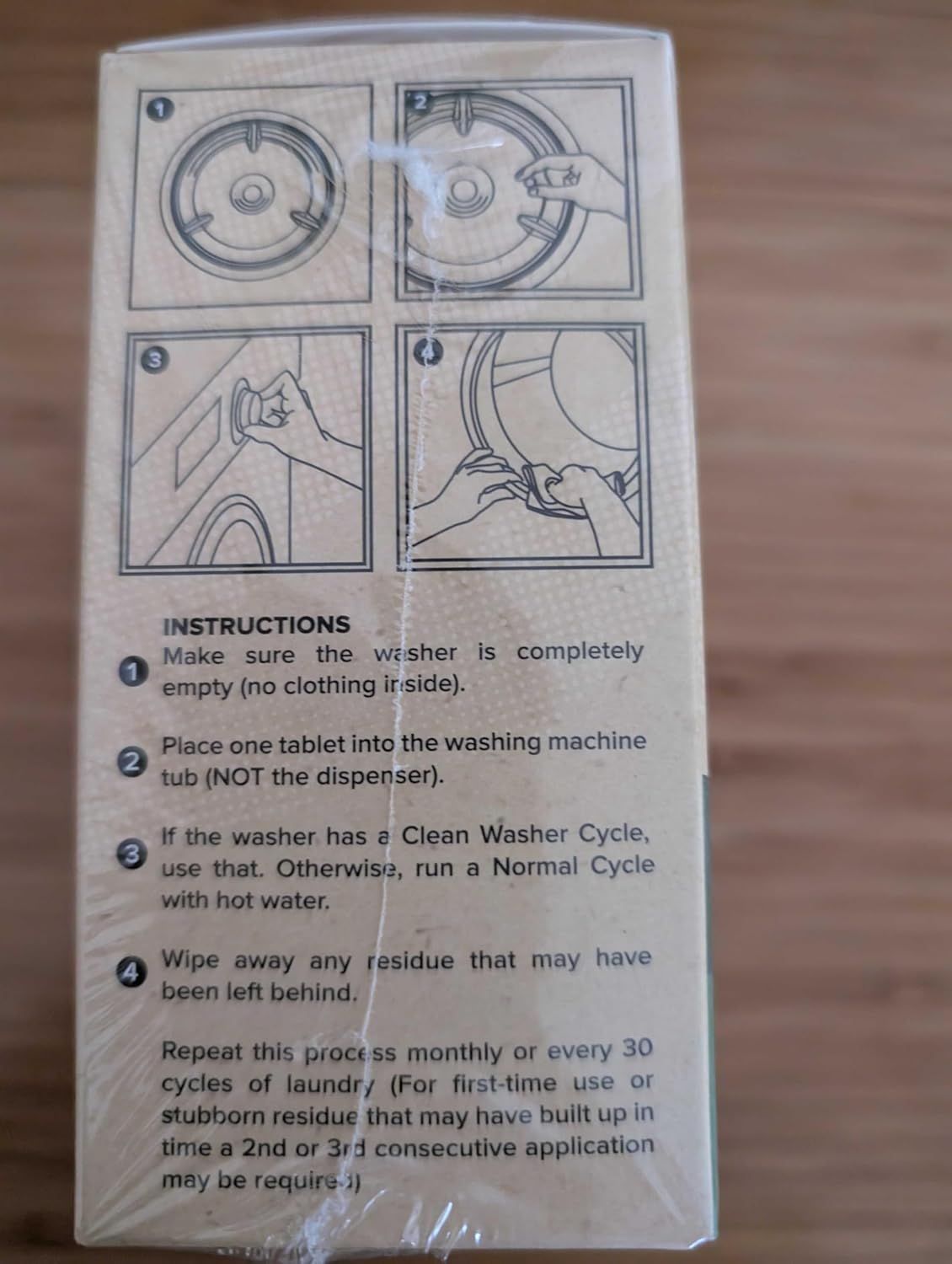 Provides step-by-step instructions on how to clean a washing machine using the product, helping customers understand the proper usage process.