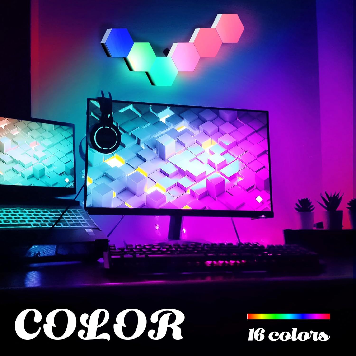 Communicates that the product offers 16 different color options, allowing shoppers to customize their lighting setup to match their preferences or mood.