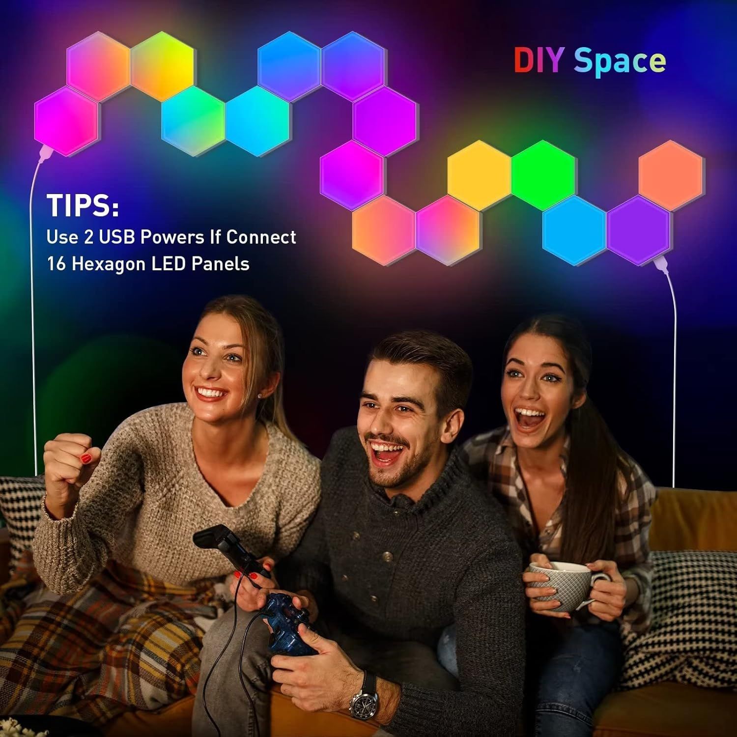 Demonstrates the product's use case as customizable LED wall panels for creating ambient lighting in entertainment and social spaces. Provides installation guidance by informing customers they need…