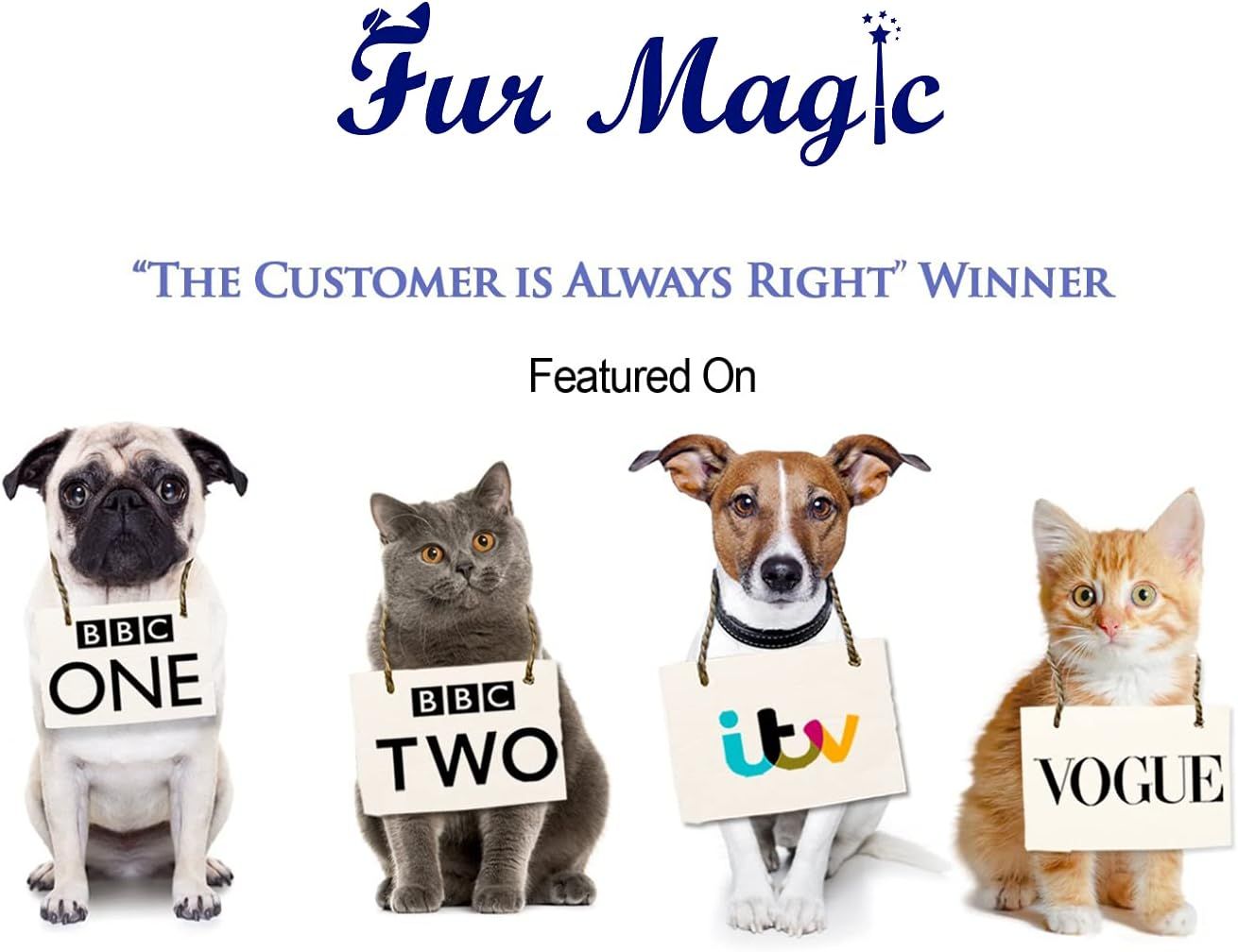 Showcases that the brand has been featured on major media outlets like BBC ONE, BBC TWO, ITV, and VOGUE to build credibility and trust with shoppers.