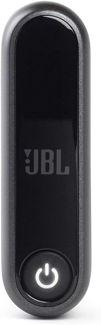 Highlights the physical design and key components of the product, including the power button and JBL branding, to help shoppers understand the product's interface and build quality.