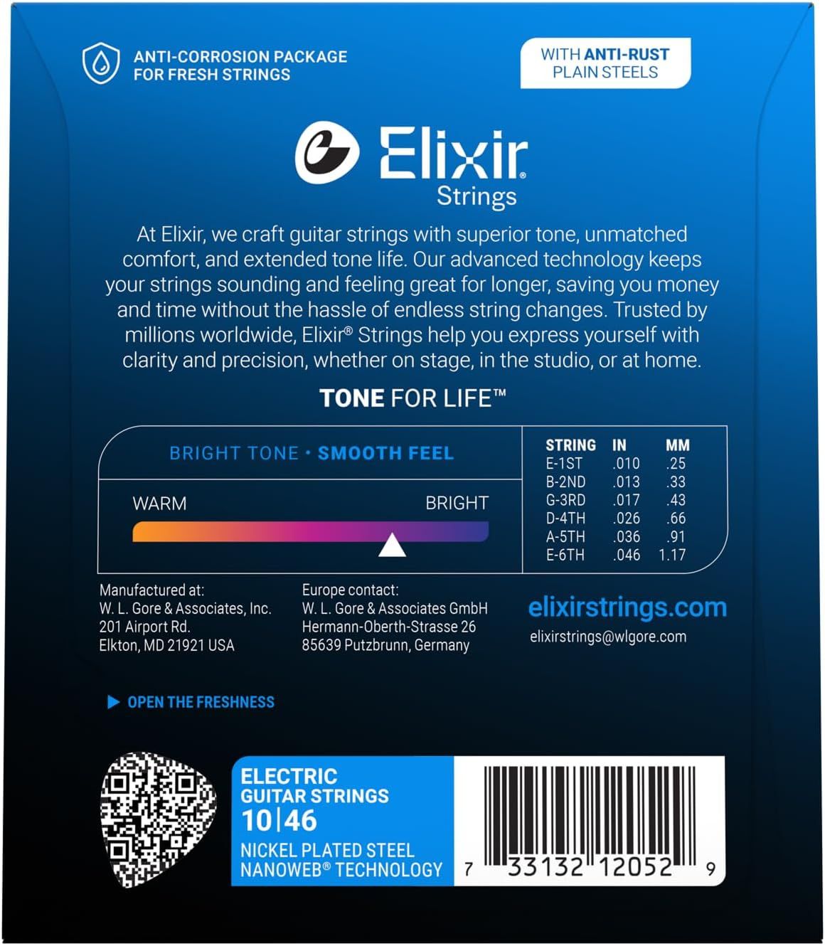 Communicates multiple key features and benefits of Elixir guitar strings including anti-corrosion protection, tone quality, longevity, and feel to help…