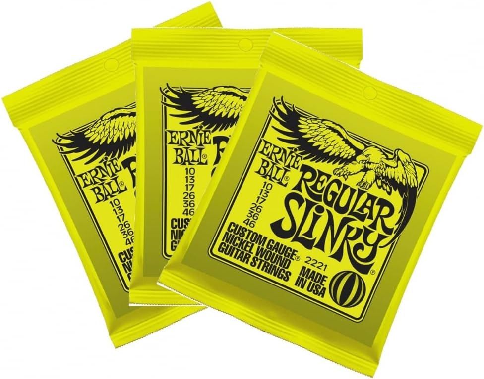 Shows the customer that they will receive multiple packs of guitar strings in their purchase, communicating value and quantity included.