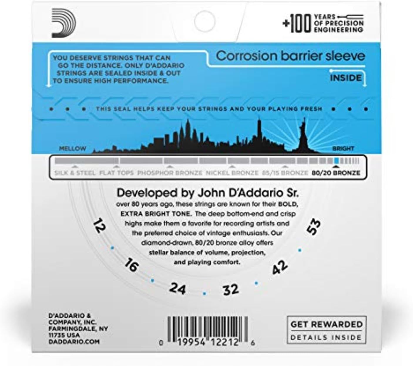 Communicates multiple selling points of the guitar strings including the corrosion protection technology, tonal characteristics from mellow to bright, and the…