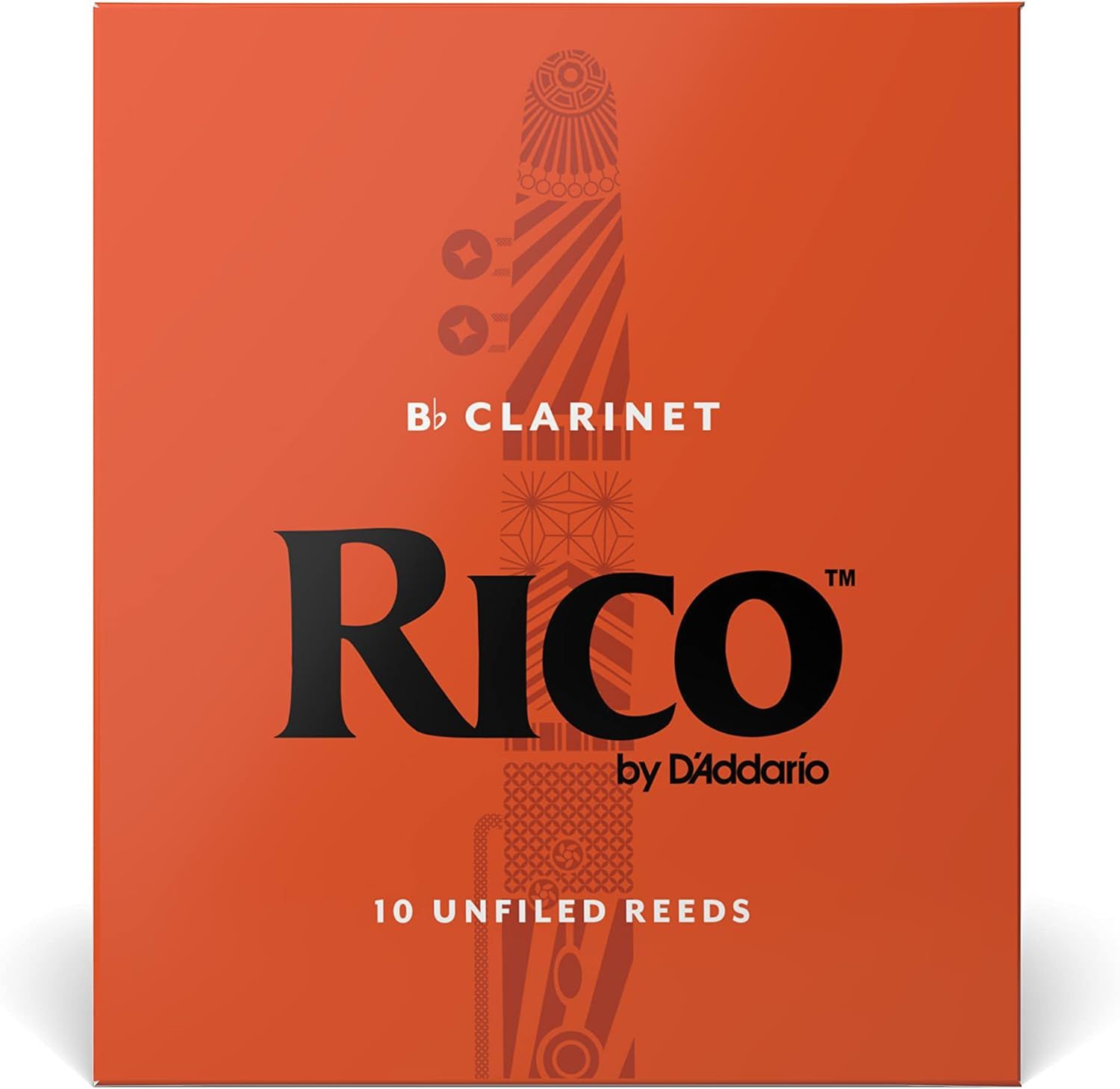 Communicates what the customer receives in the package, specifically that this is a box of 10 unfiled clarinet reeds by Rico.