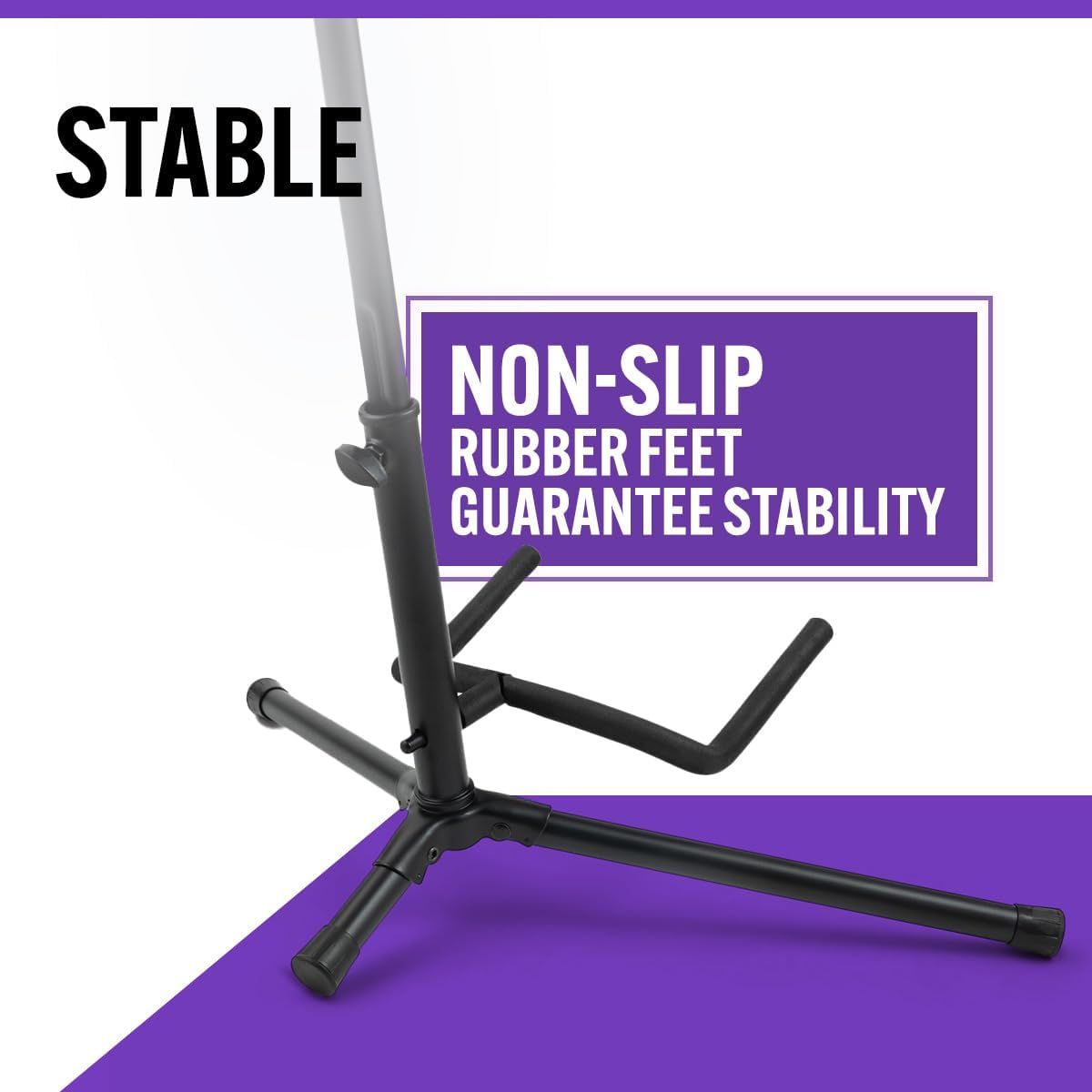 Highlights the non-slip rubber feet feature to reassure shoppers that the product provides stable and secure placement during use.