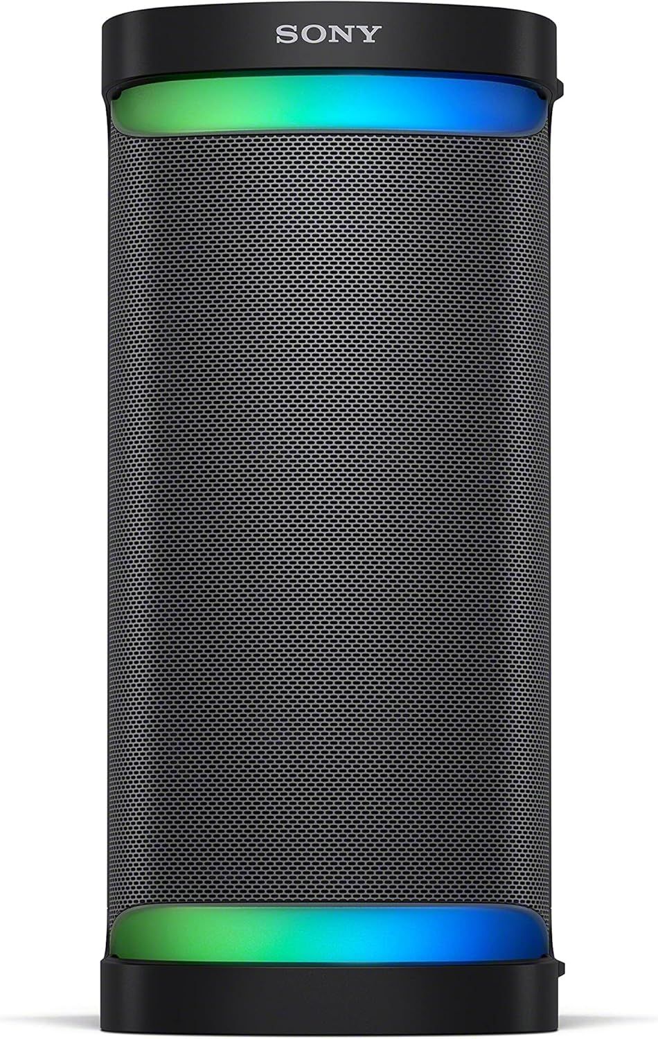 Showcases the colorful LED lighting feature of the speaker to communicate its visual appeal and party-ready design.