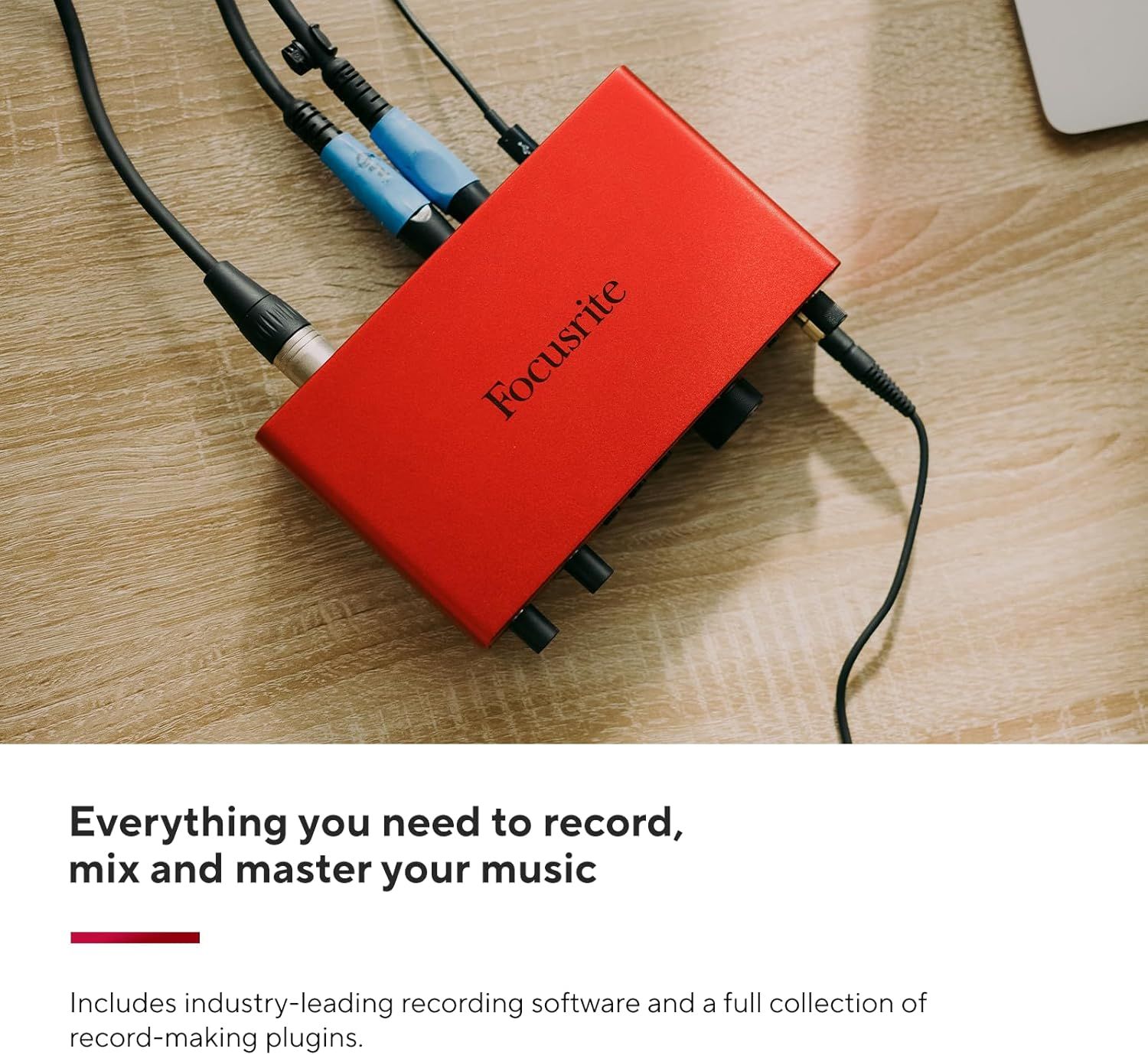 Communicates that the product comes with industry-leading recording software and a full collection of record-making plugins, reassuring buyers they have…
