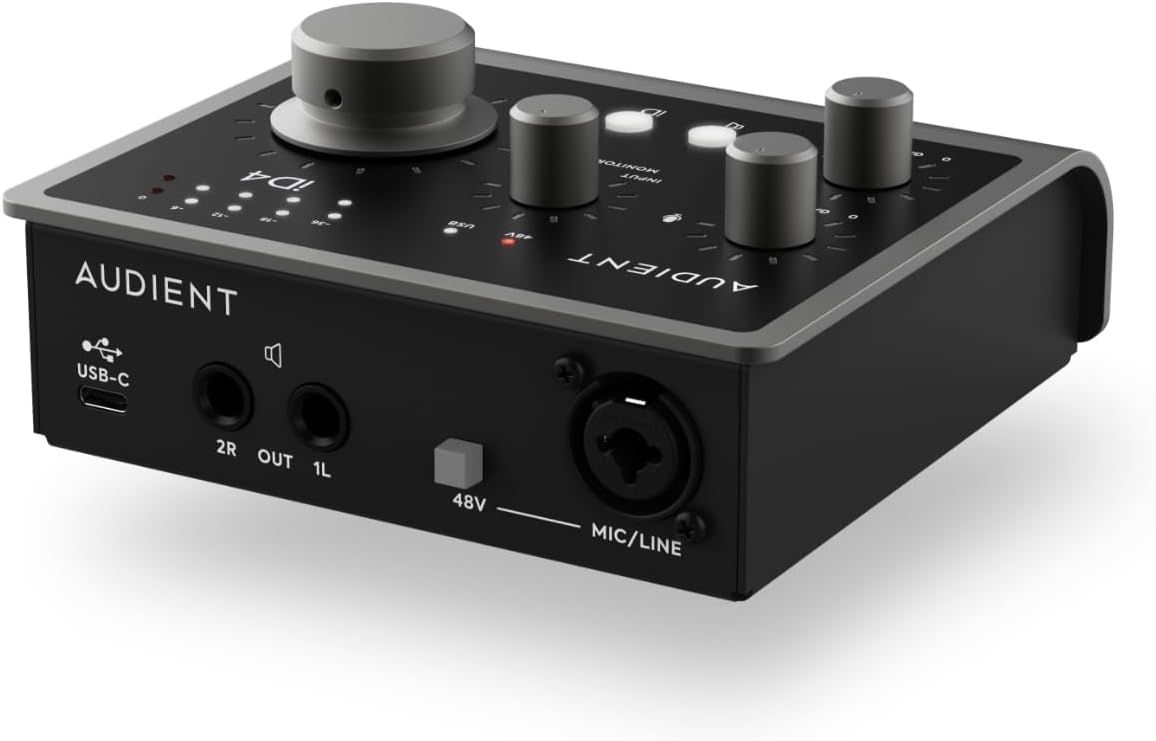This image highlights the physical components and functional parts of the audio interface, showing customers the various controls, connections, and features…