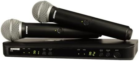 Shows the customer everything included in the package: two wireless microphones and the receiver base unit, helping them understand the complete system they…