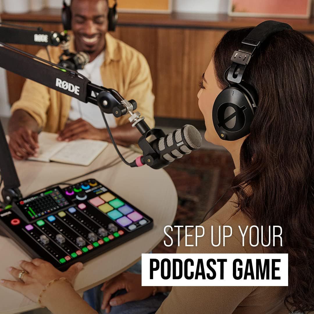 Demonstrates the product's suitability for podcasting applications, showing it in a real-world recording environment to help shoppers visualize how they can use it for content creation.