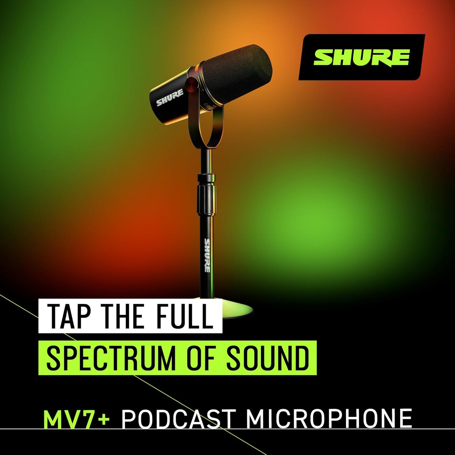 Communicates the microphone's superior audio capture capability by emphasizing its ability to tap the full spectrum of sound, appealing to podcasters and…