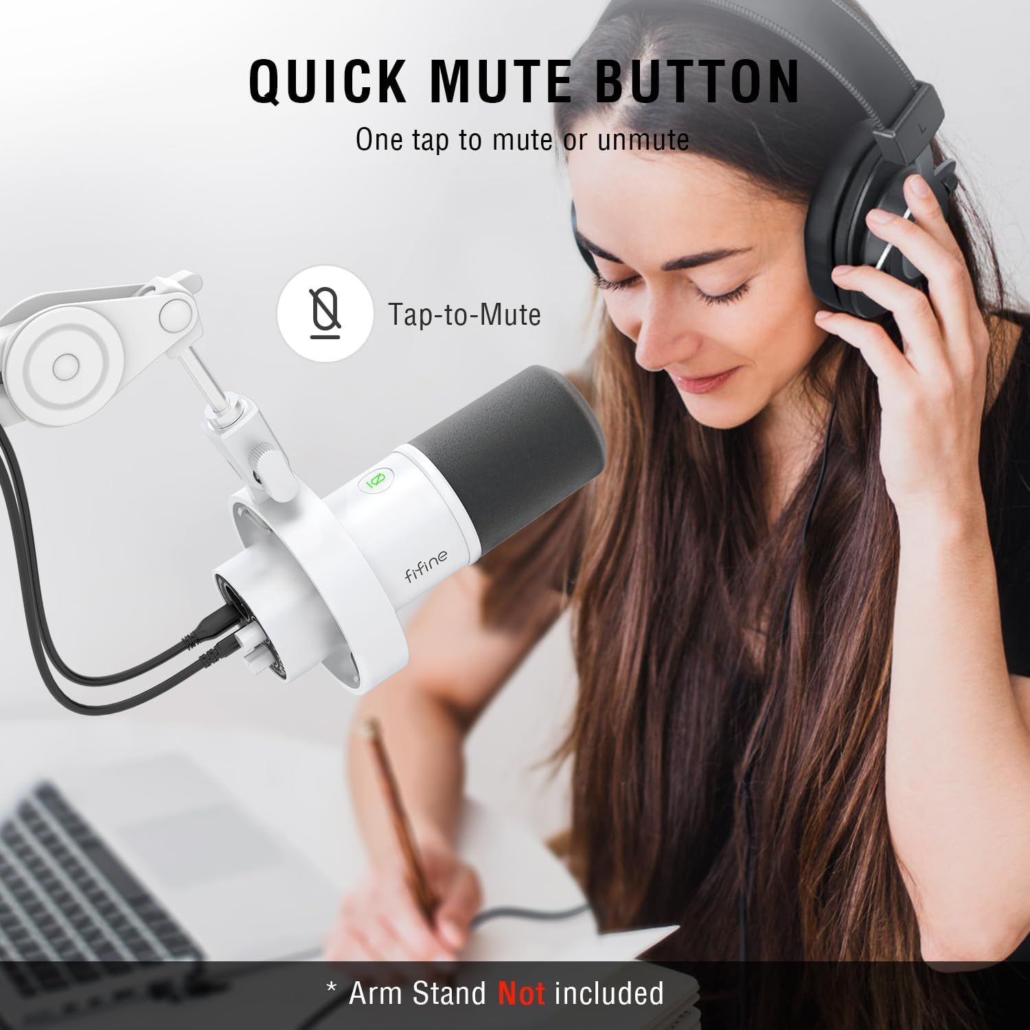 Highlights the one-tap mute/unmute functionality to show users how easy it is to control audio during recording or streaming.