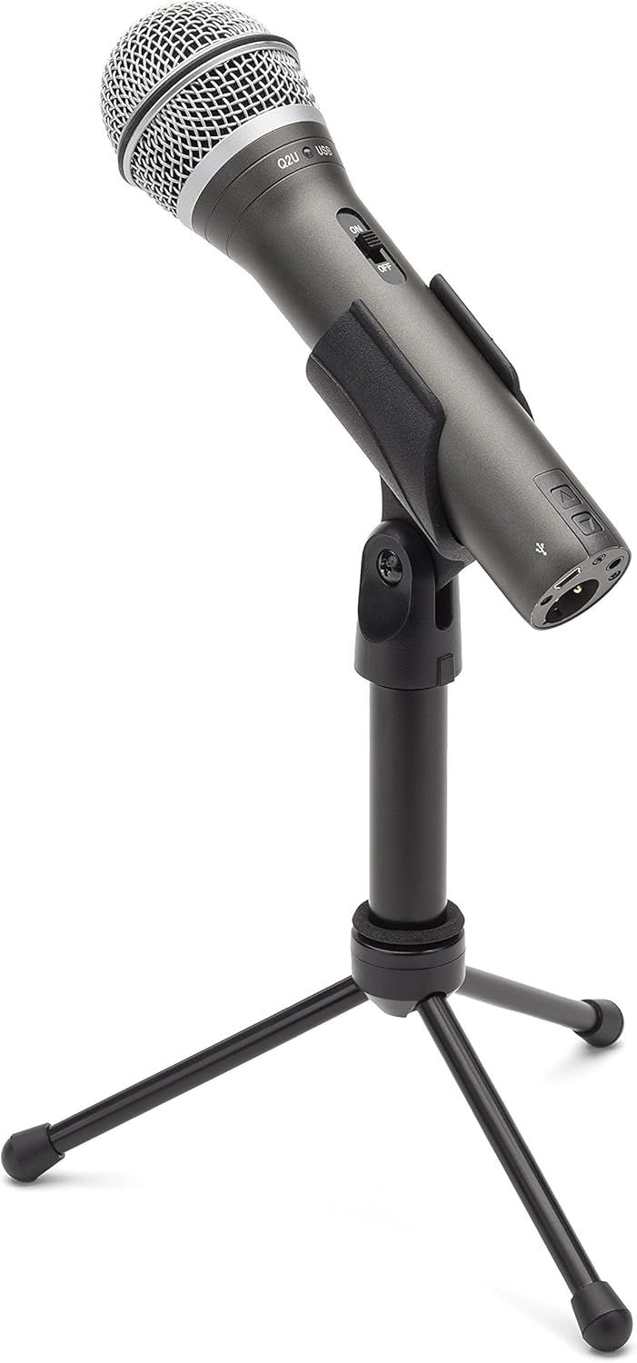 Shows the customer what is included in the package: the microphone, adjustable clip mount, and tripod stand, helping them understand the complete setup they…