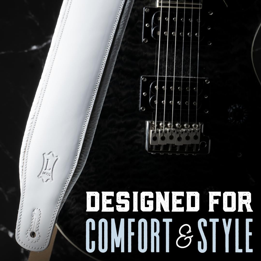 Communicates that the guitar strap is designed to provide both comfort during use and stylish aesthetics, appealing to musicians who value both function and…