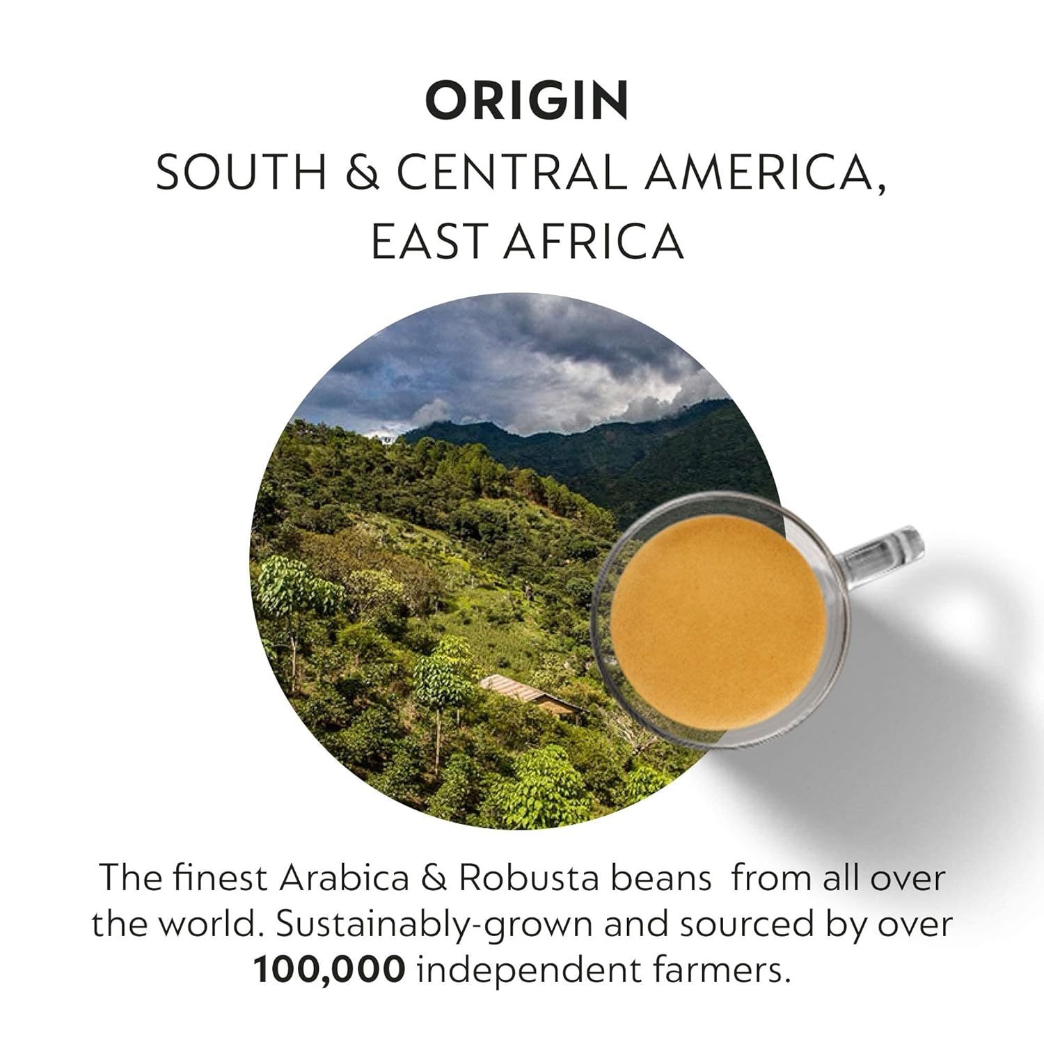 Communicates the ethical sourcing and geographic origin of the coffee beans to build trust and appeal to conscious consumers who value sustainability and…