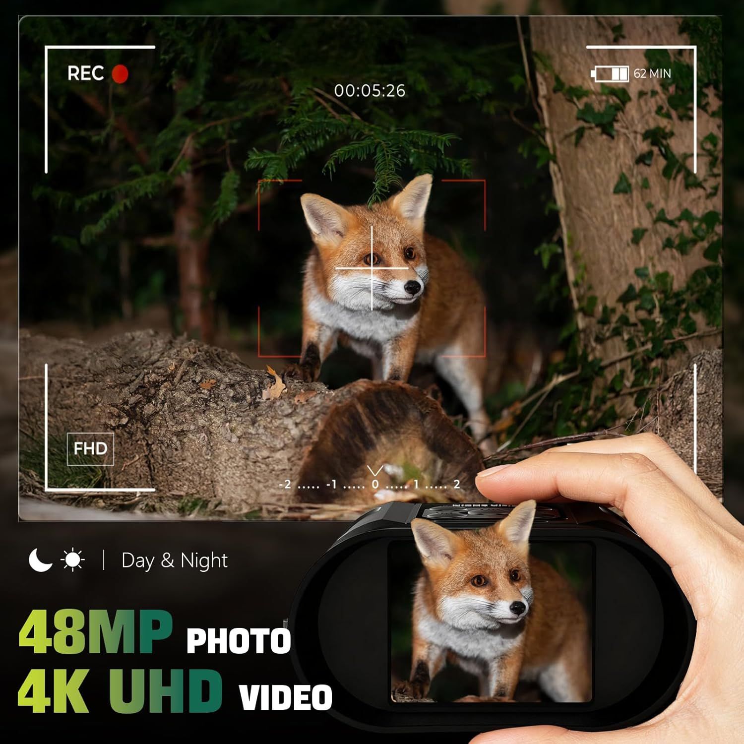 Highlights the camera's high-resolution photo and video capabilities to communicate superior image quality and recording performance. Demonstrates the…