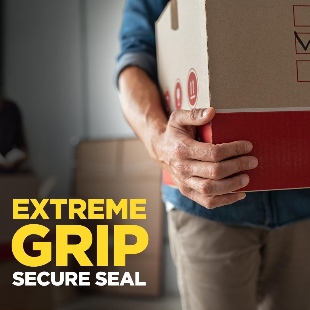 Communicates that the product provides an extremely strong grip and secure seal, reassuring shoppers about its reliability for holding or sealing items.