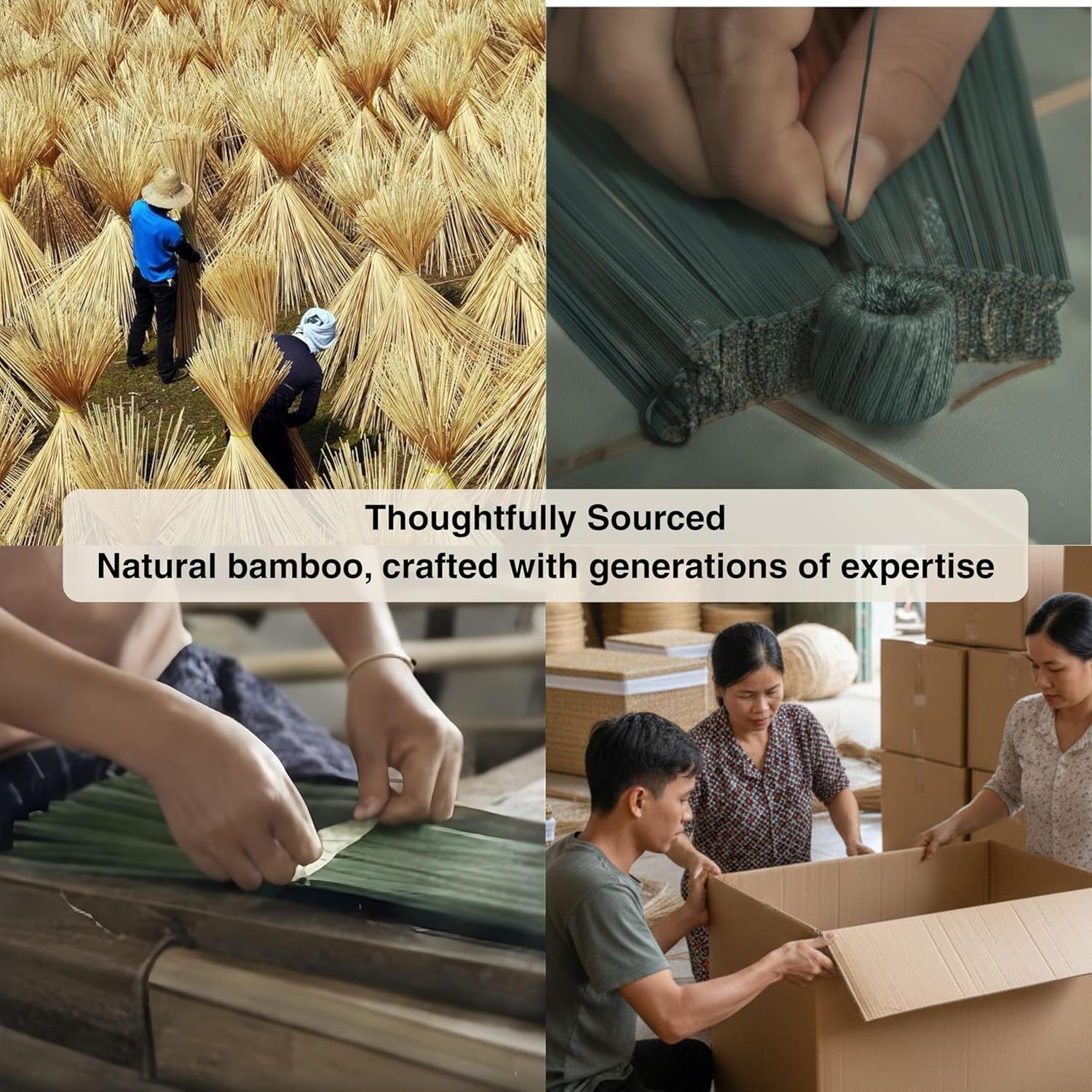 Communicates the brand's commitment to sustainable sourcing and traditional craftsmanship, building trust and emotional connection by showcasing the origin story and artisanal production process.