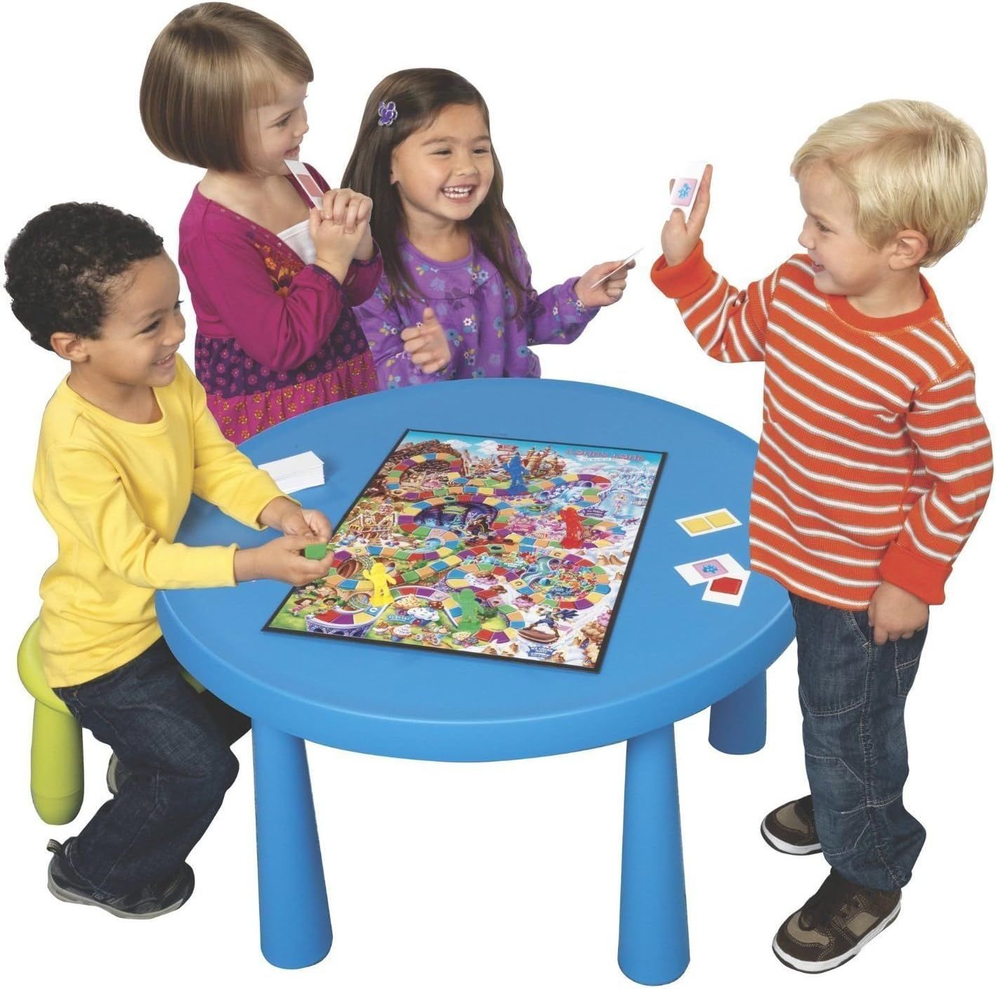 Demonstrates the product in a real-world play scenario with multiple children enjoying the game together, emphasizing its social and entertainment value for kids.