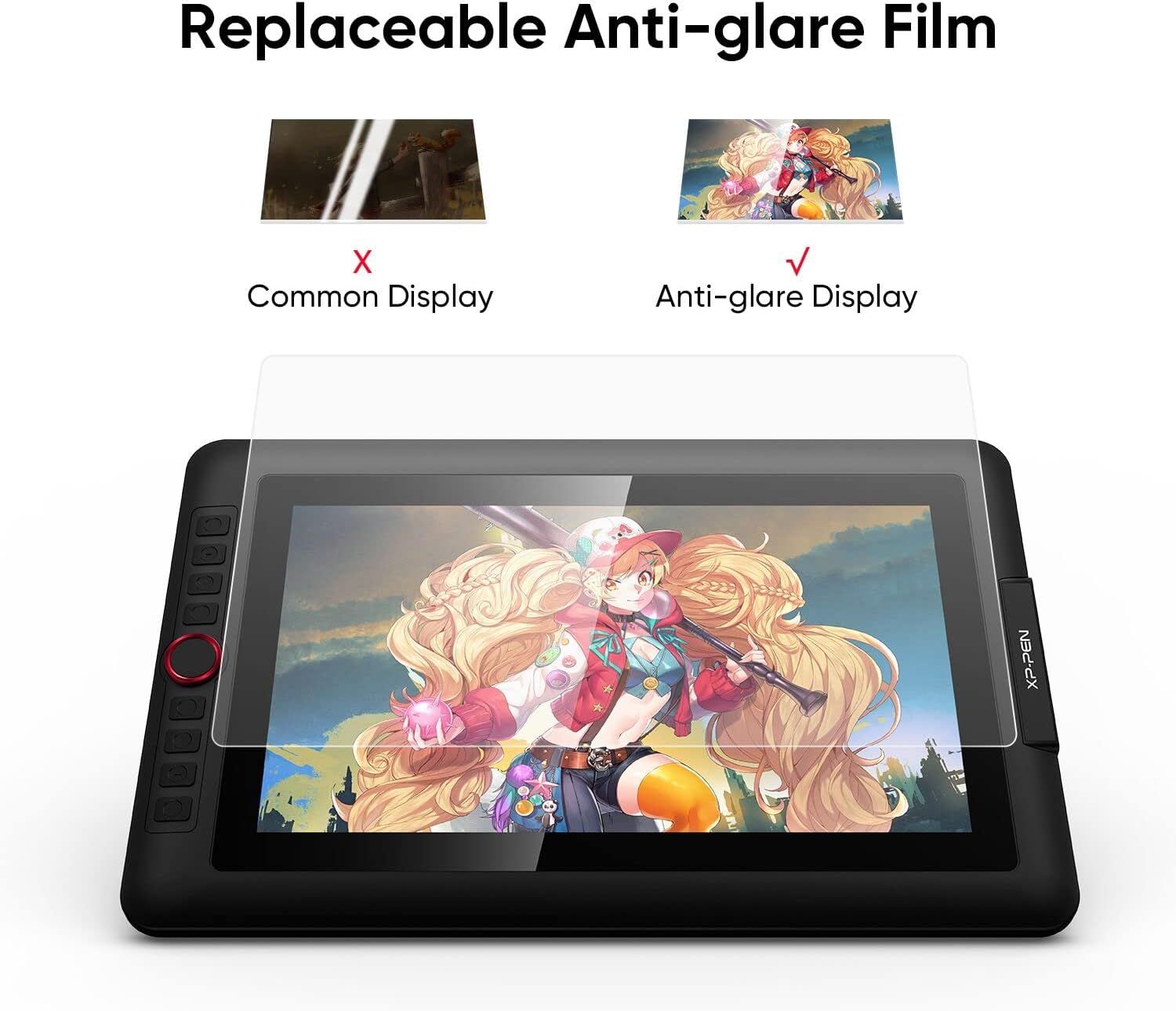 Demonstrates the superiority of the anti-glare film by showing a side-by-side comparison with a common display, proving reduced glare and better visibility.…