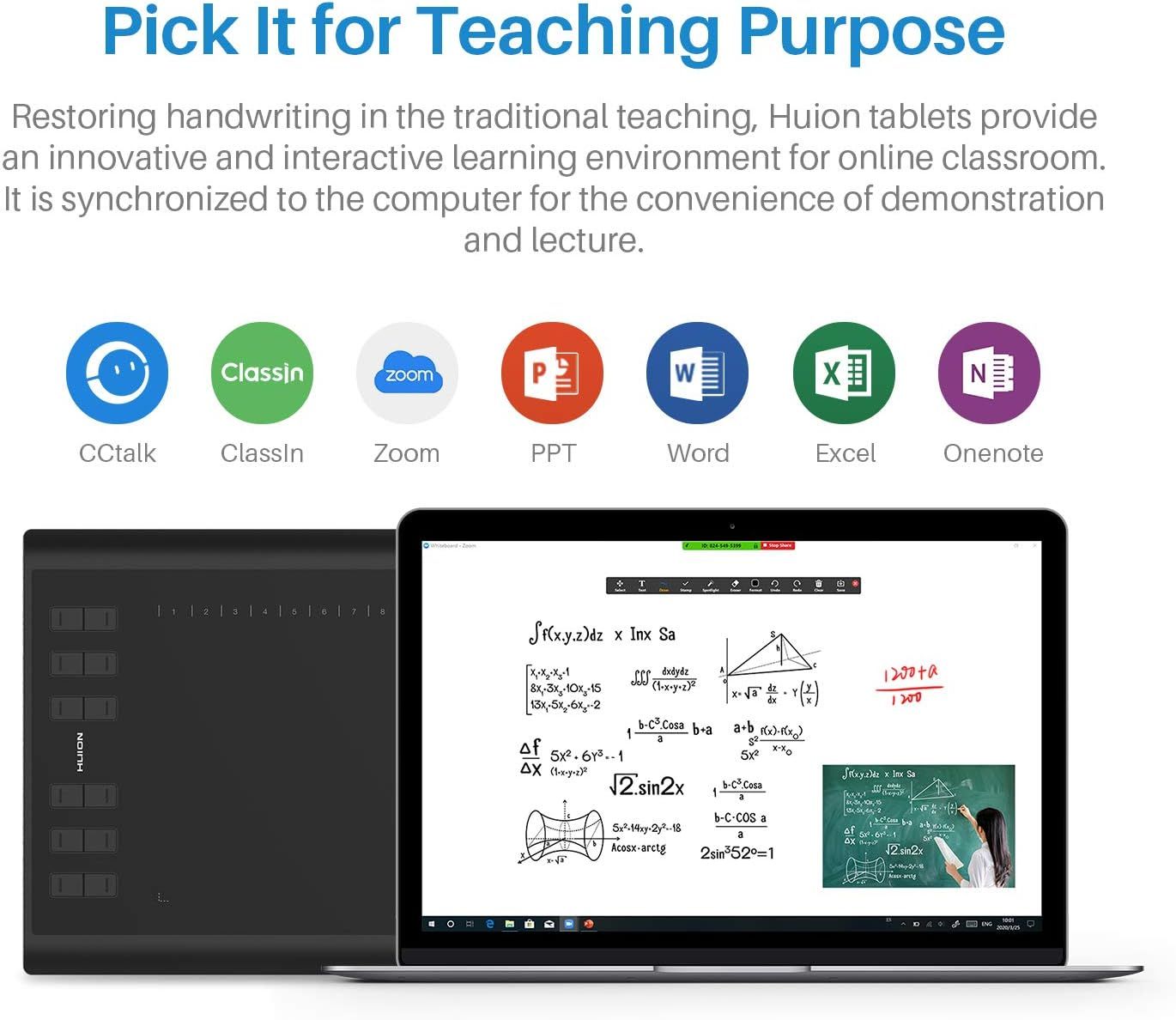 Demonstrates the tablet's compatibility with multiple teaching and productivity platforms (CCtalk, ClassIn, Zoom, PowerPoint, Word, Excel, OneNote) to reassure educators that it integrates…