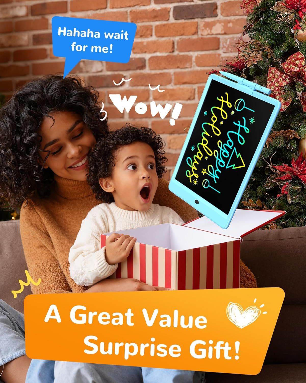Positions the product as an exciting surprise gift for children during the holiday season, emphasizing the emotional joy and value of gifting. Communicates…