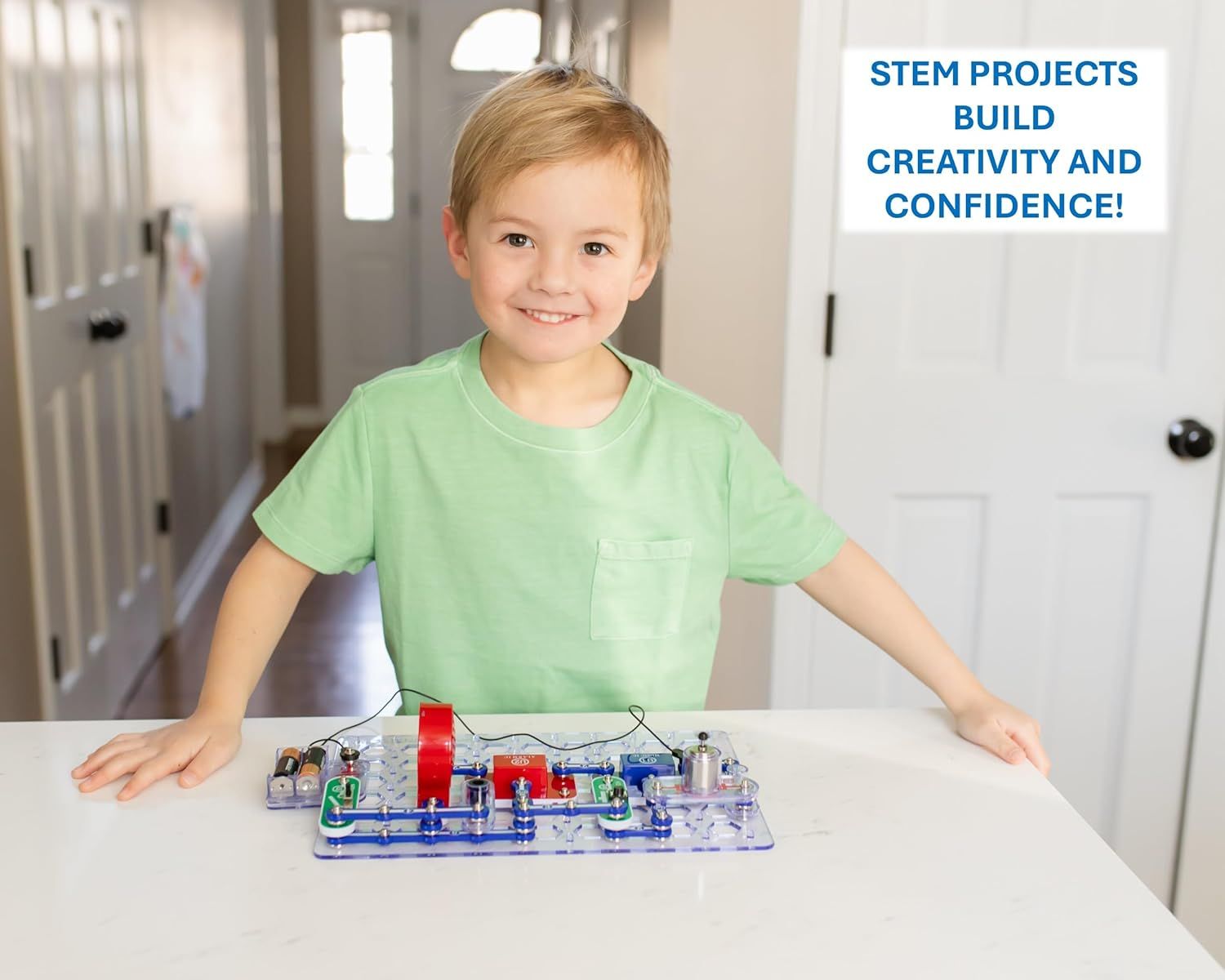 Communicates that the product helps children build creativity and confidence through hands-on STEM projects, appealing to parents seeking educational toys.