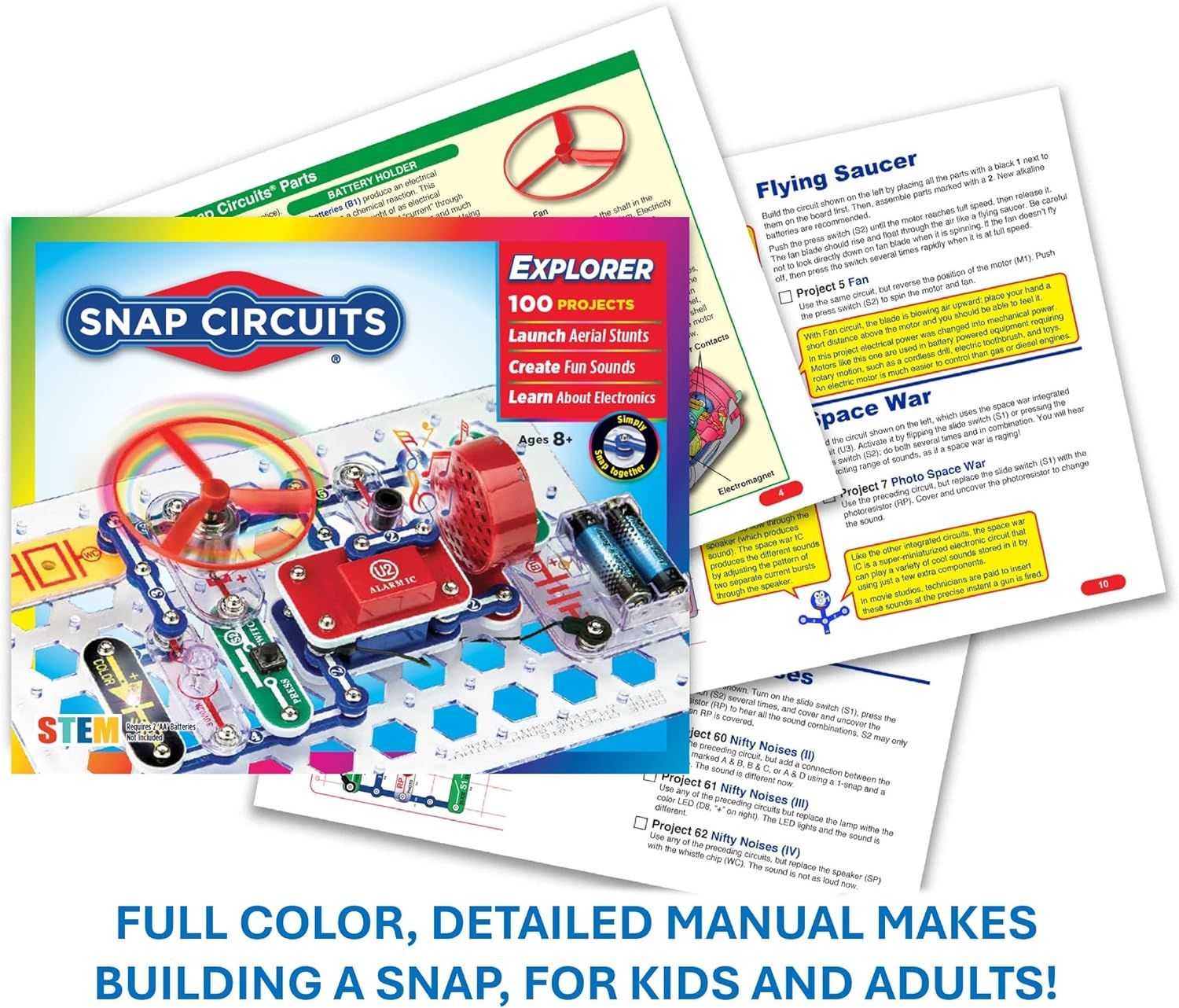 Highlights the inclusion of a comprehensive, full-color instruction manual to reassure shoppers that the product is easy to understand and build for both kids…