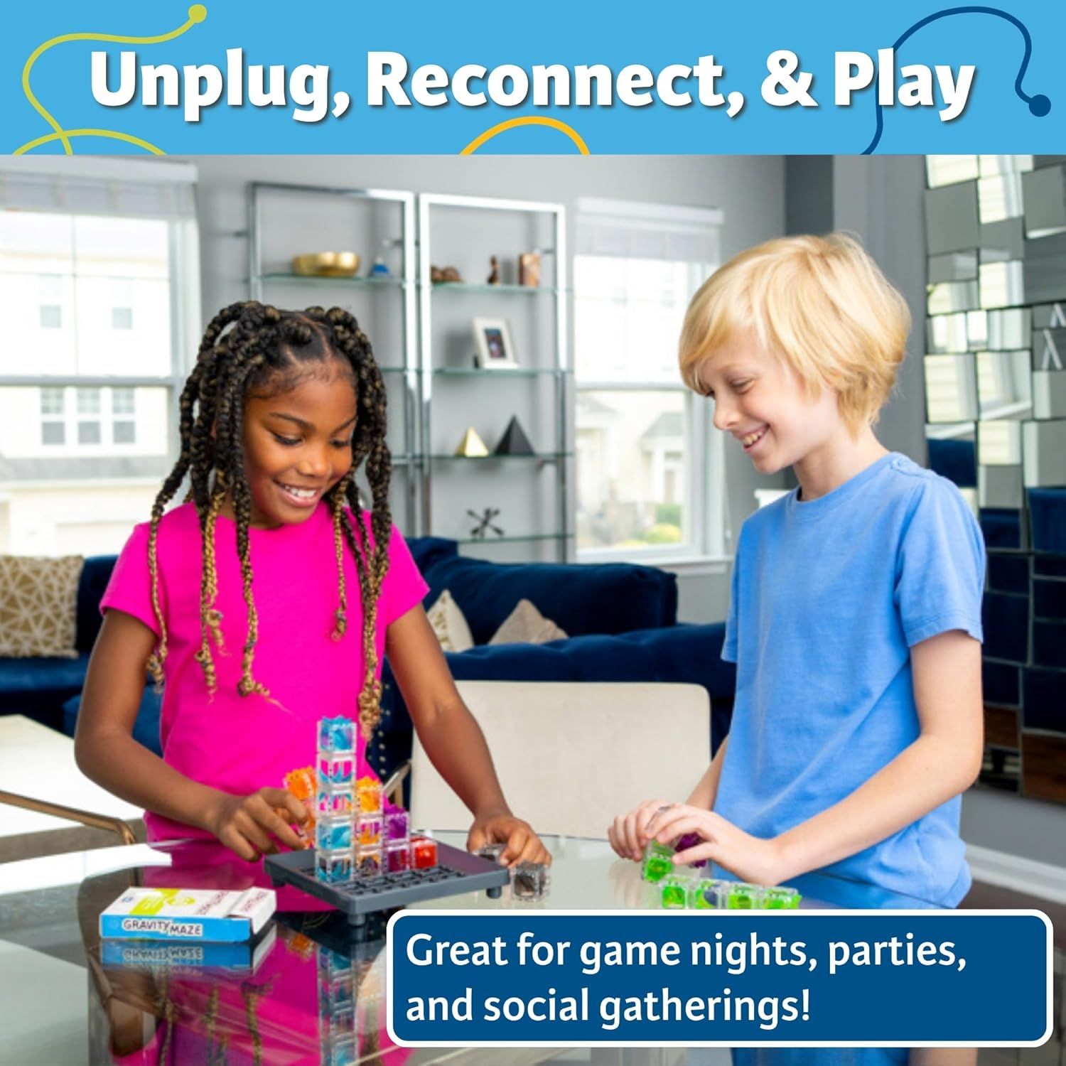 Demonstrates the product's versatility by showing it's suitable for multiple social scenarios including game nights, parties, and gatherings, encouraging purchase for various occasions. Shows the…