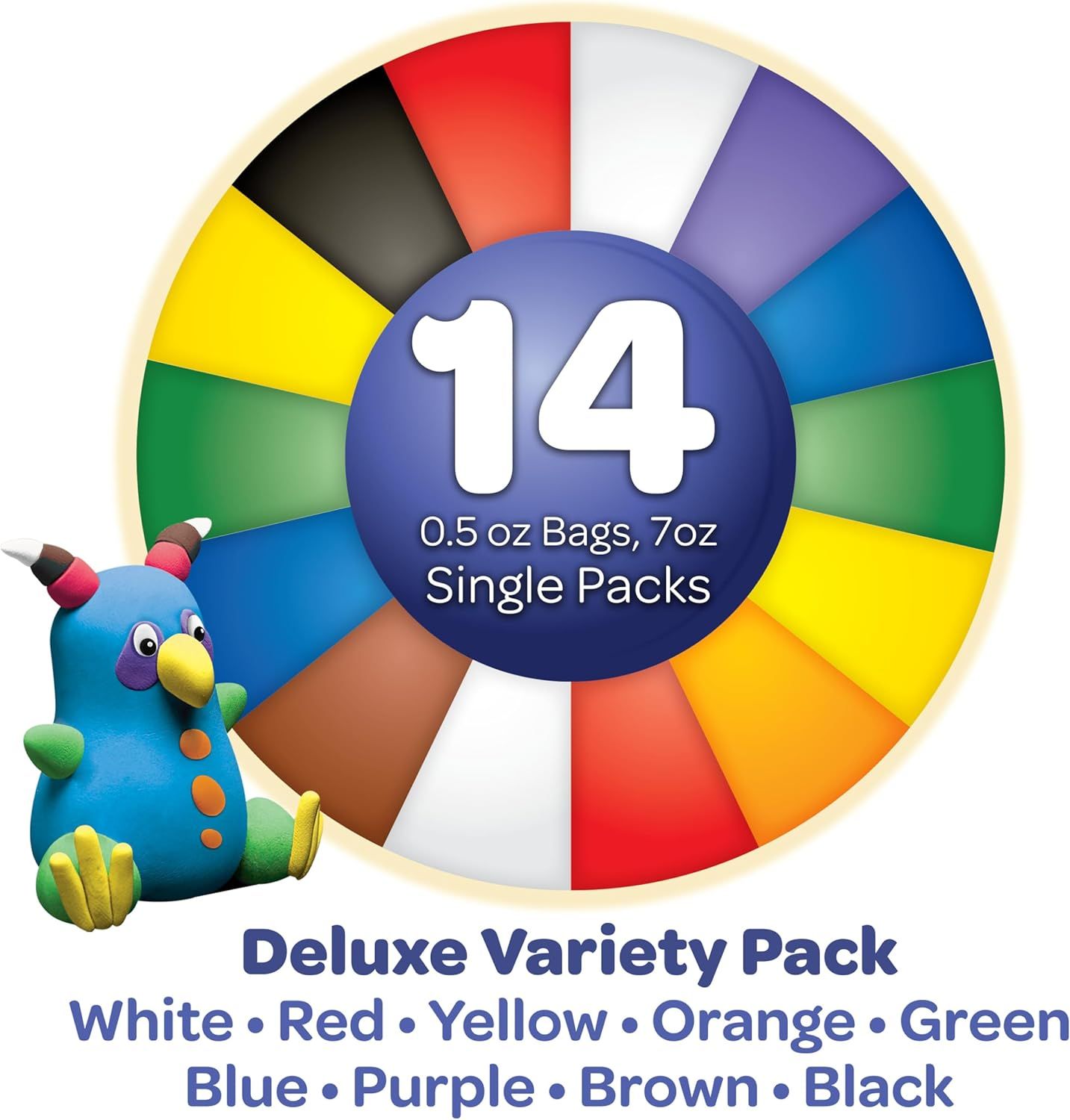 Showcases the brand's product variety pack with 14 different color options to help shoppers understand the range of choices included in this bundle.