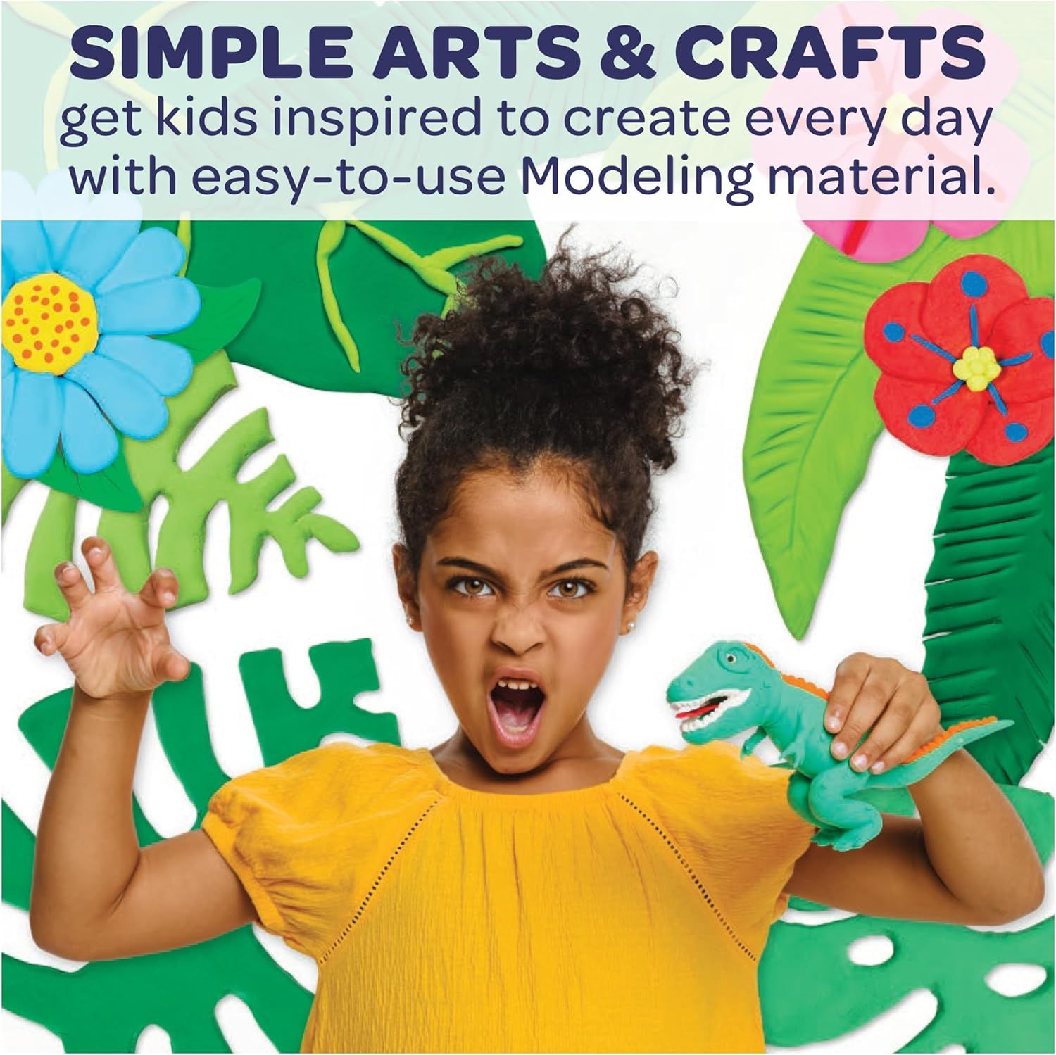 Communicates that the modeling material is simple and fun for kids to use, inspiring creativity and arts & crafts projects every day.
