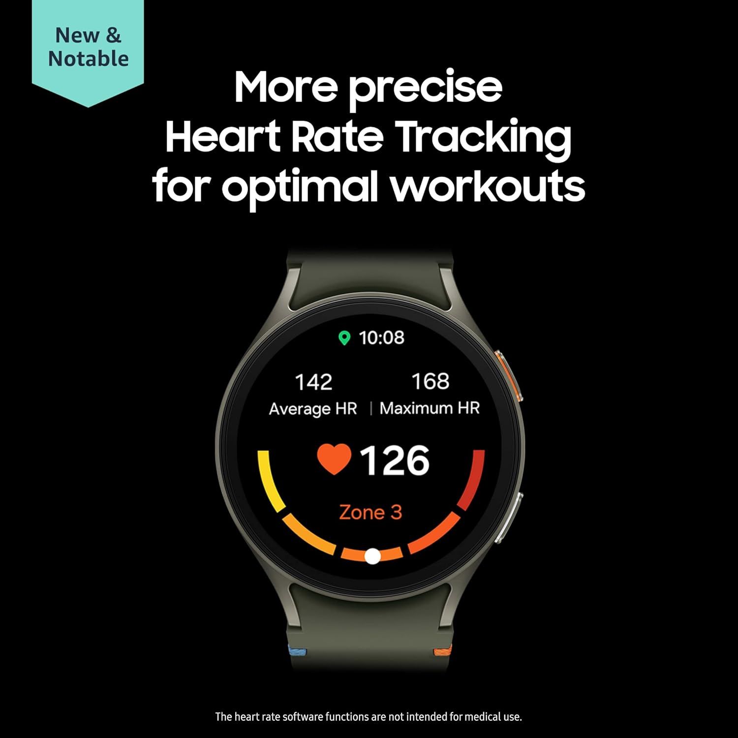 Highlights the smartwatch's advanced heart rate monitoring capability to reassure fitness-focused shoppers that they can optimize their workouts with accurate…