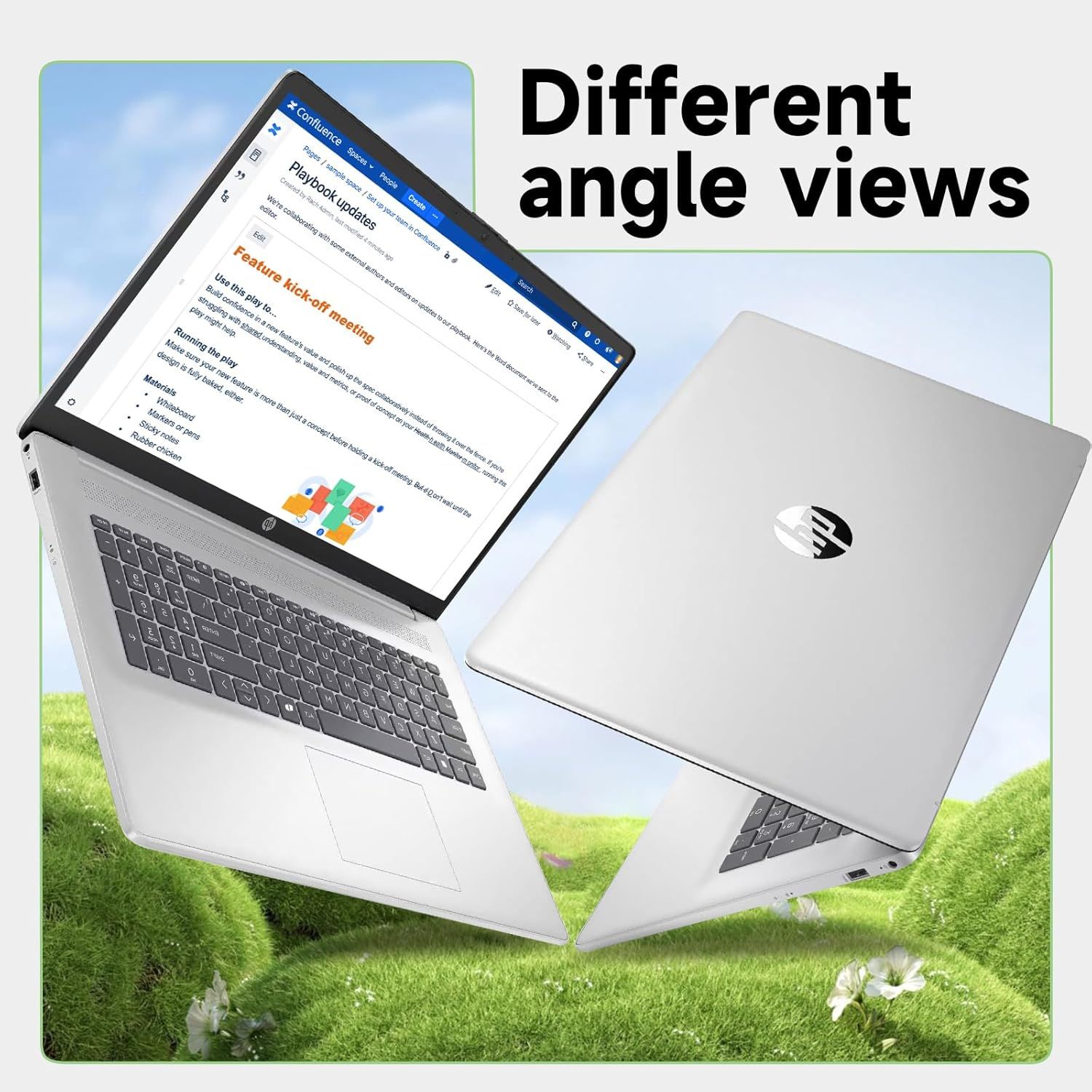 Demonstrates the laptop's design from multiple perspectives to give shoppers a comprehensive visual understanding of the product's appearance and form factor.