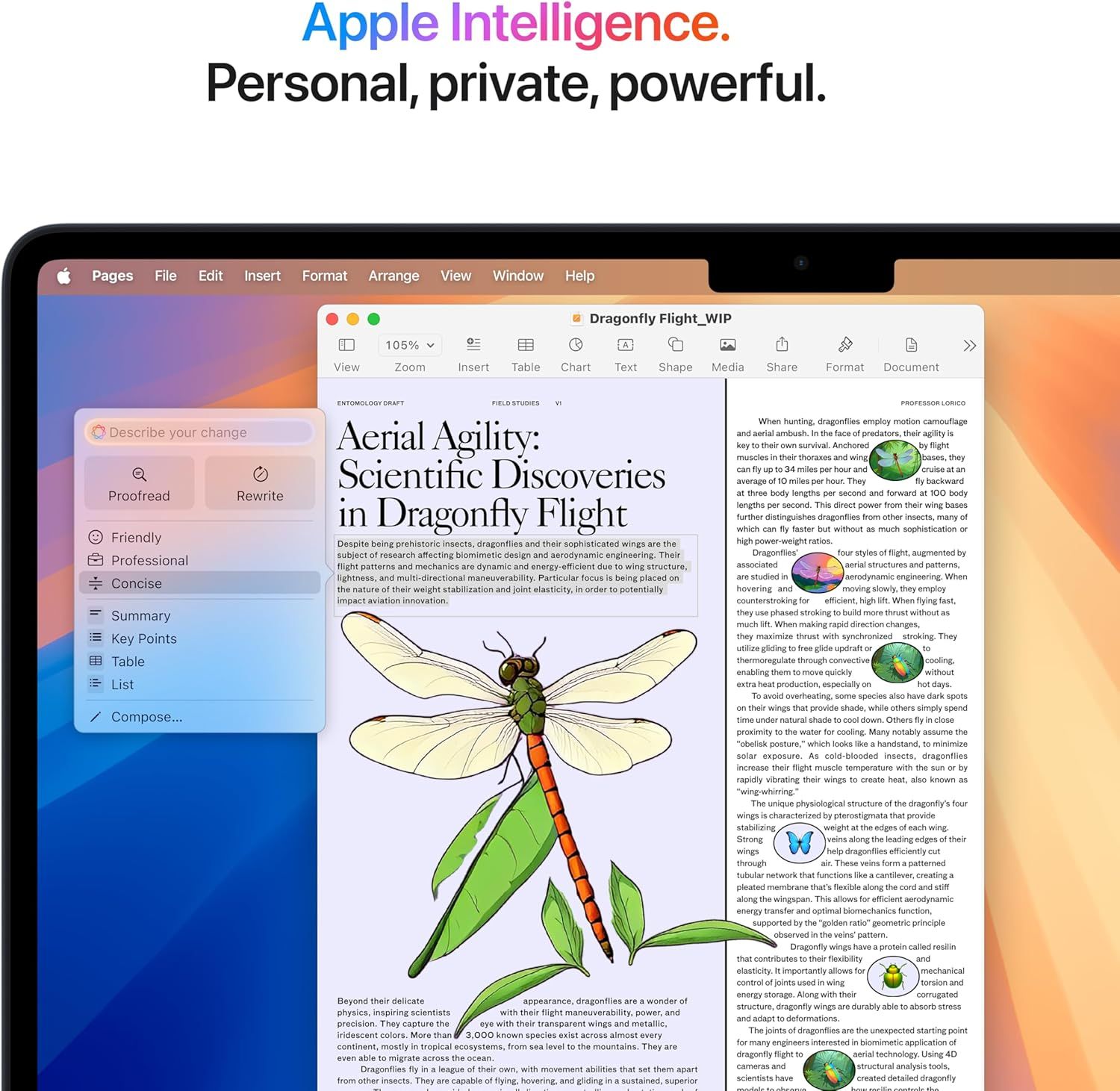 Communicates Apple's brand positioning around its AI technology ('Apple Intelligence') with the tagline 'Personal, private, powerful' to establish brand…