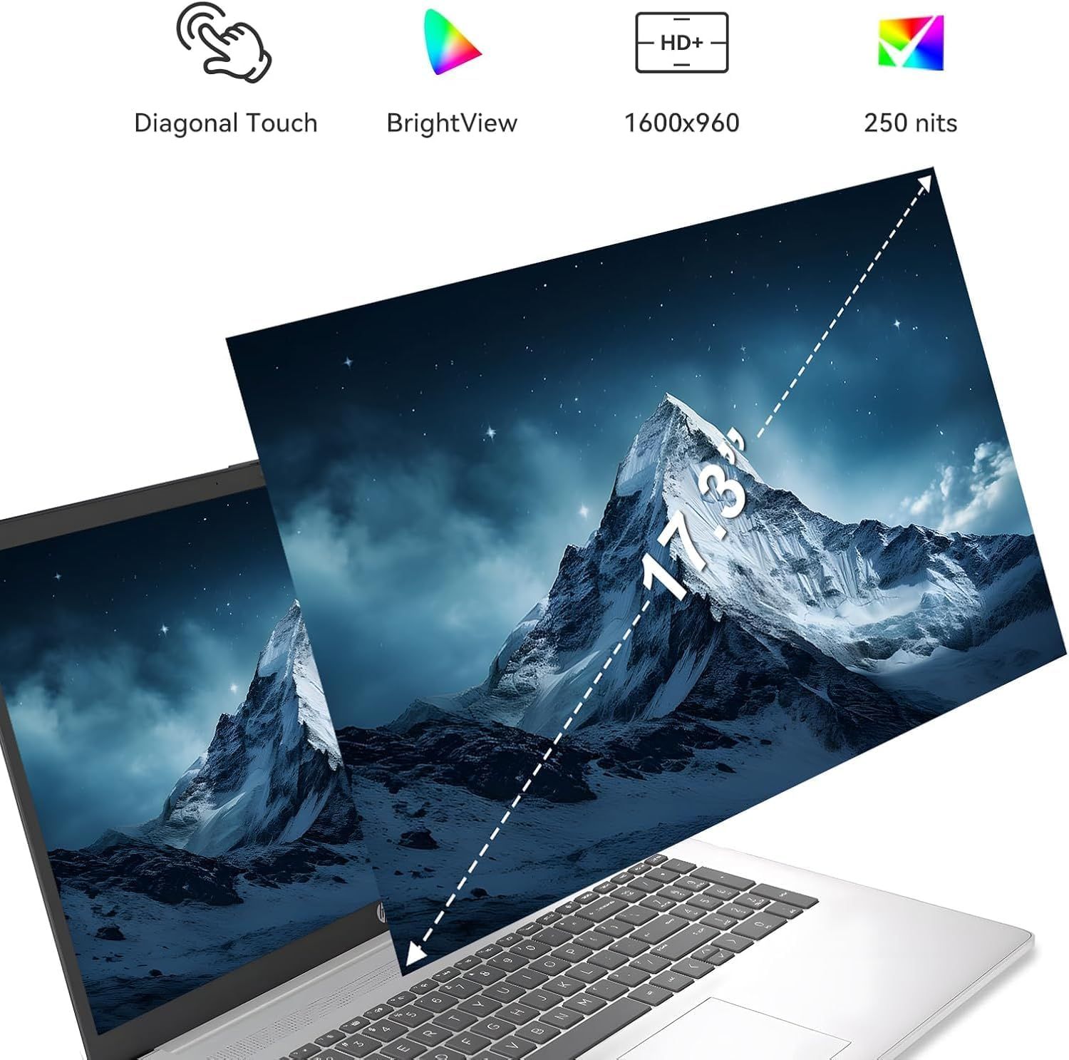 Communicates multiple display specifications and features to help shoppers understand the screen's capabilities including touch functionality, color quality,…