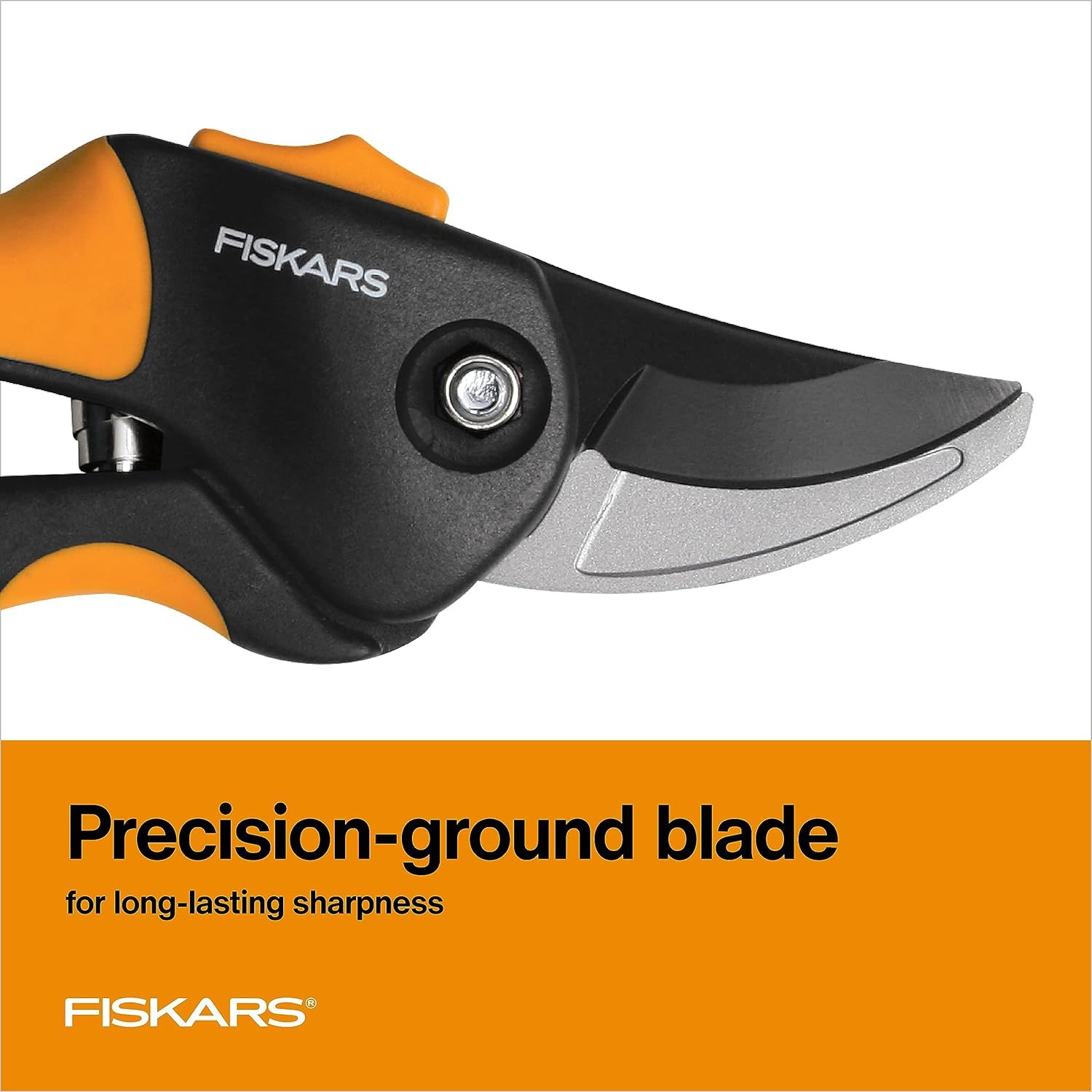 Highlights the precision-ground blade technology to reassure shoppers that the pruning shears will maintain sharp cutting performance over extended use.