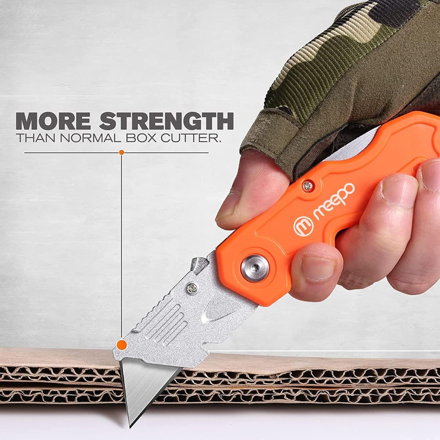 Demonstrates that this box cutter is stronger and more durable than standard box cutters, reassuring shoppers of its superior cutting performance. Highlights…