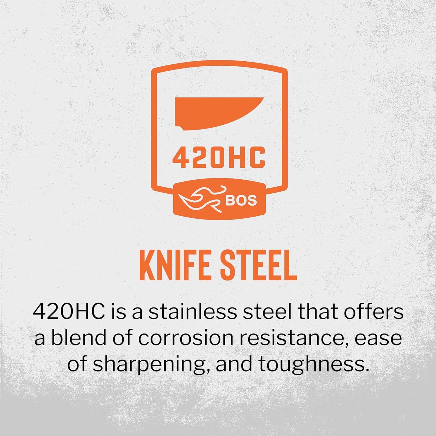 Communicates the premium knife steel material and its key benefits (corrosion resistance, ease of sharpening, and toughness) to reassure shoppers of the…