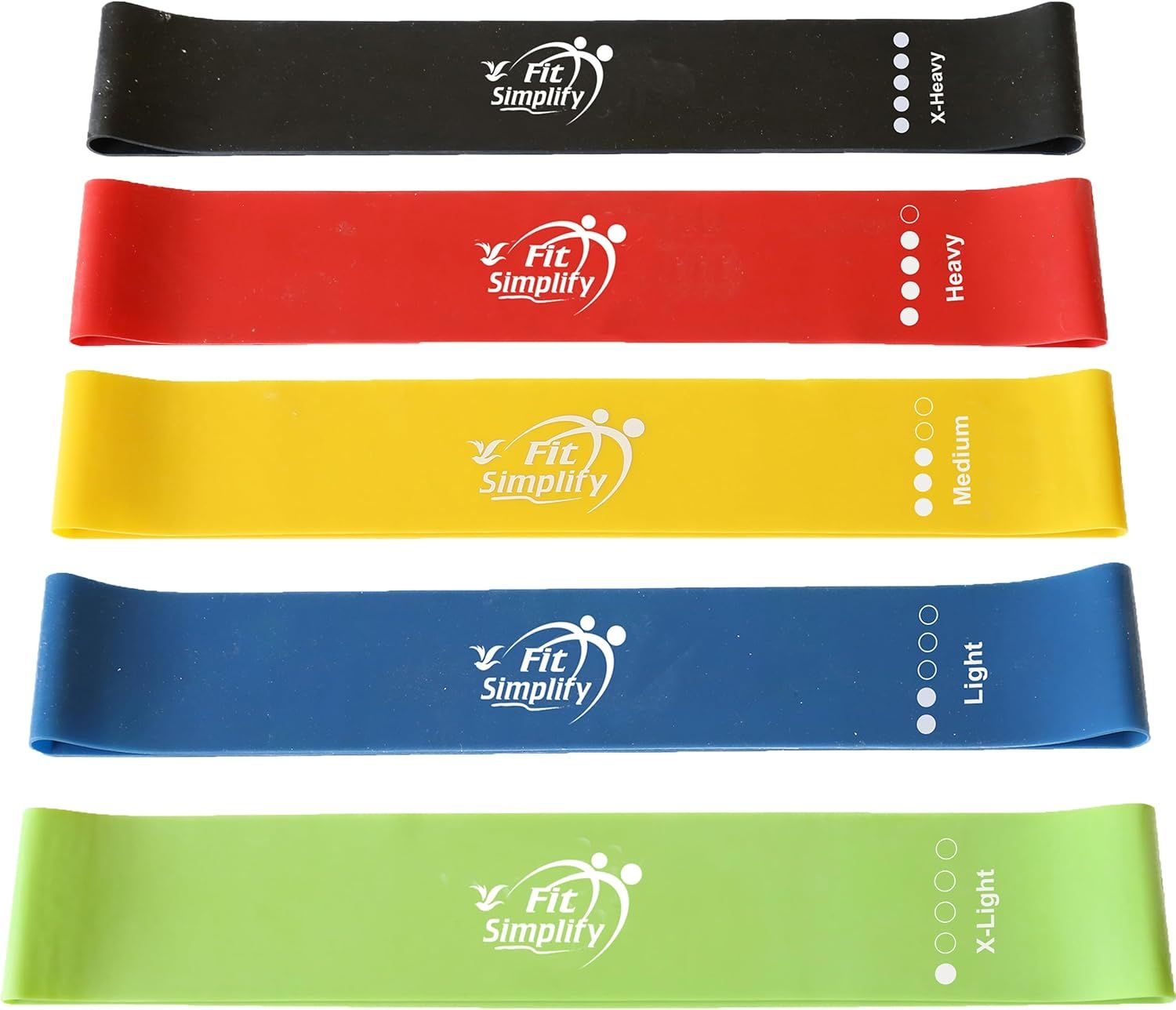 Showcases the brand's complete resistance band lineup with five different resistance levels (X-Heavy to X-Light) to help shoppers choose the right option for…