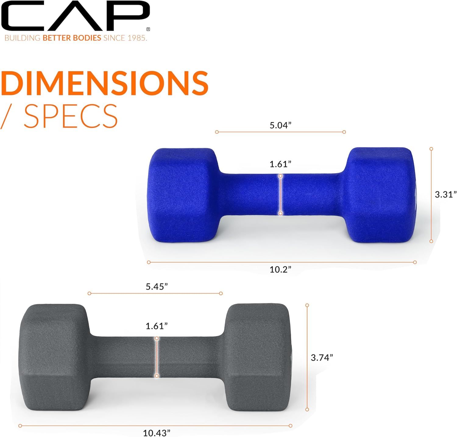 Provides exact measurements of the dumbbells to help shoppers understand the physical size and compare different weight options.