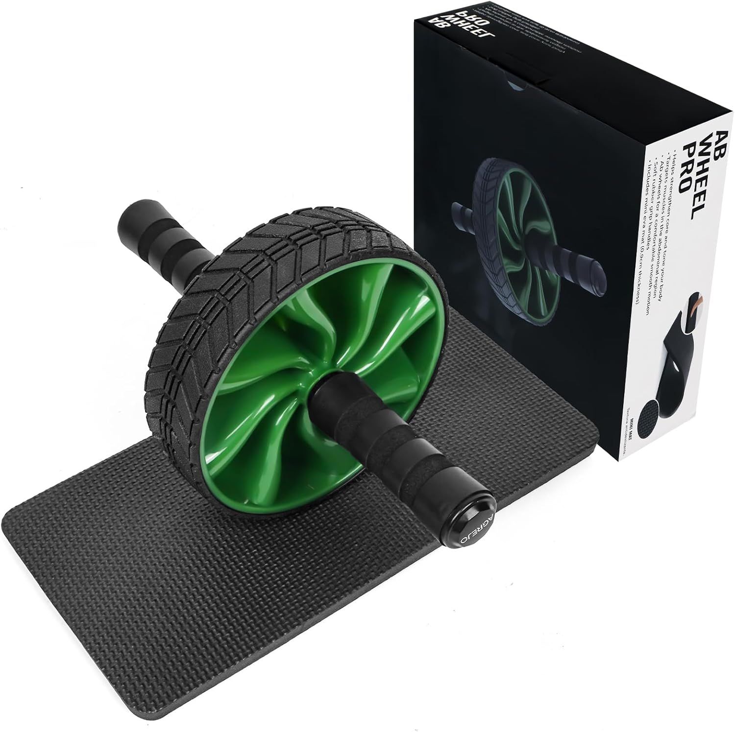 Shows the complete package contents to reassure shoppers they receive everything needed for ab workouts, including the roller, protective knee pad, and…