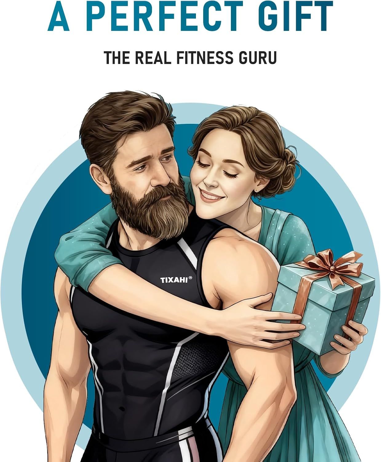 Positions the product as an ideal gift for fitness enthusiasts, using emotional lifestyle imagery and gift-giving cues to appeal to shoppers looking for gifting occasions.
