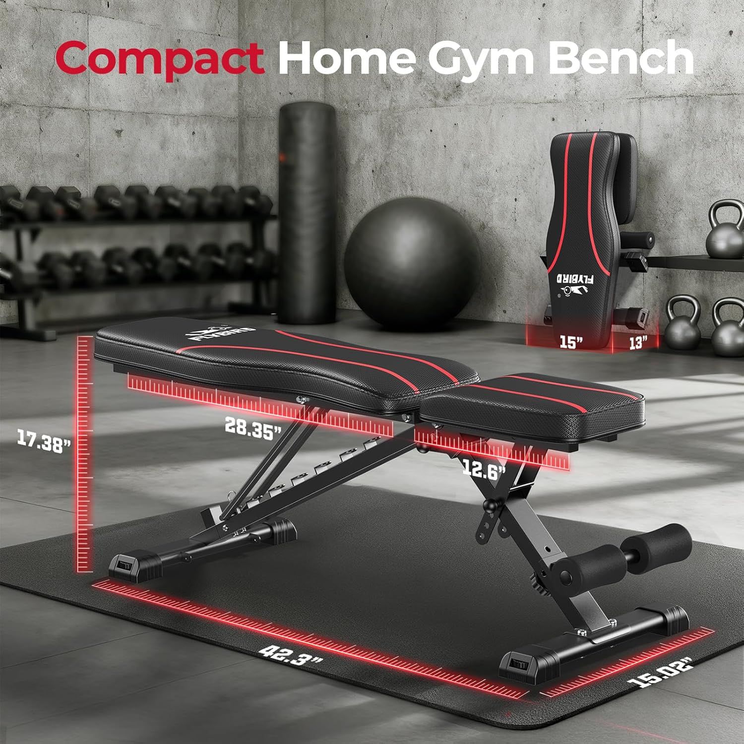 Communicates the exact physical dimensions of the gym bench to help shoppers understand its size and ensure it fits their home gym space. Highlights the…