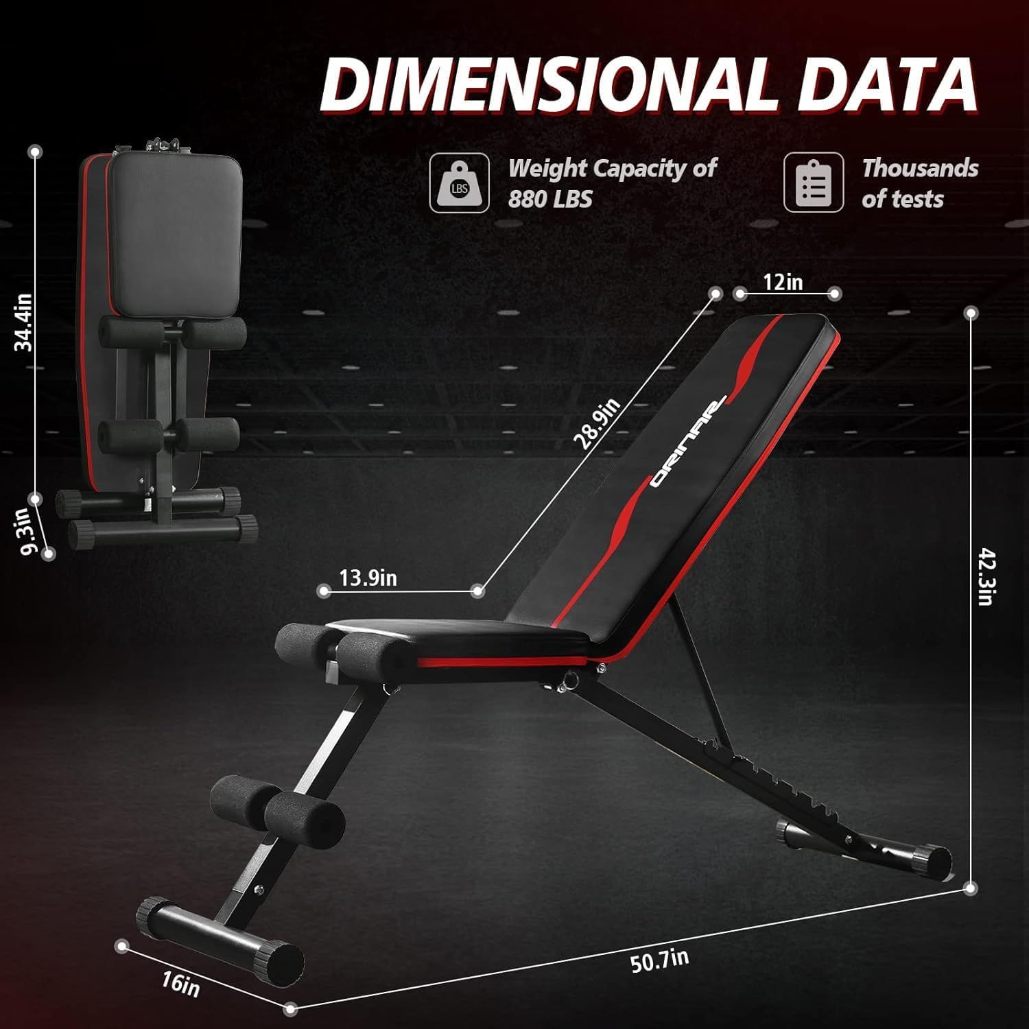 Provides exact dimensional measurements and weight capacity to help shoppers understand the physical size and load-bearing capability of the workout bench.…