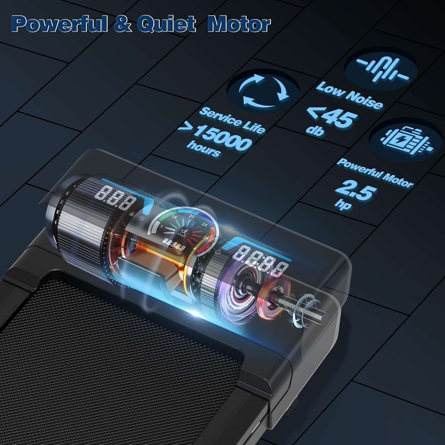 Communicates multiple key performance benefits of the motor including power output, quiet operation, and durability to reassure shoppers of the product's…