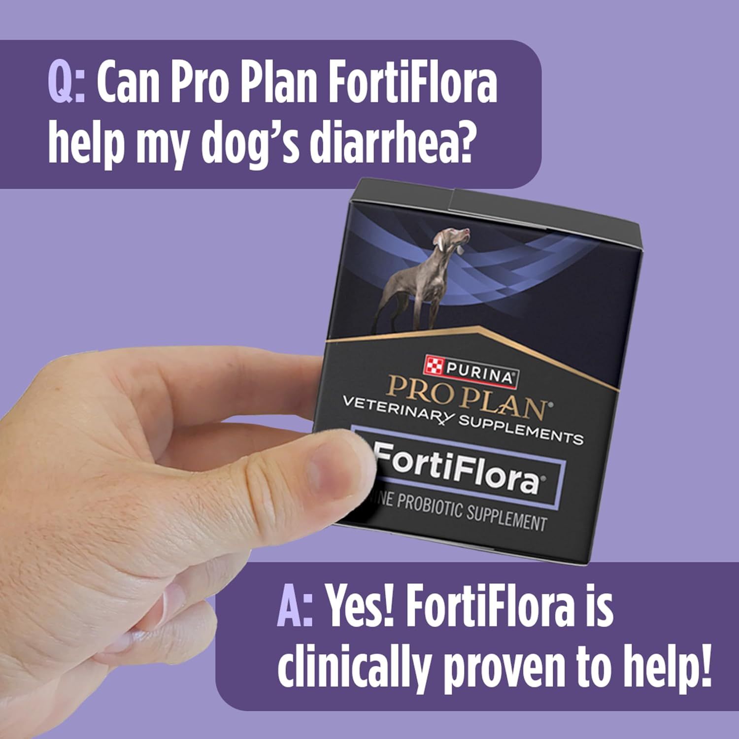 Communicates that the product is clinically proven to help with dog diarrhea, providing reassurance to pet owners seeking a digestive health solution.